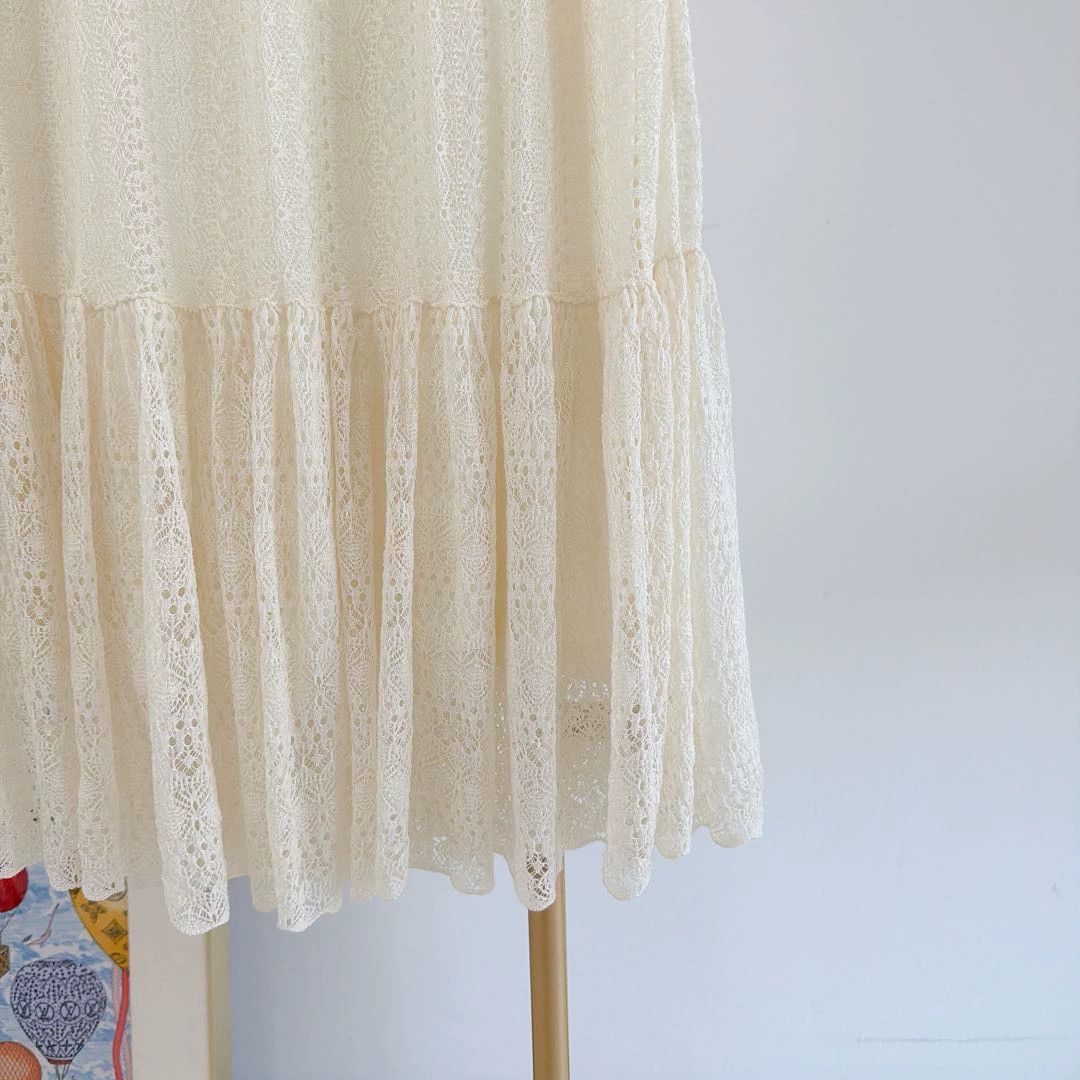Christian Dior Monsieur Christian Dior Beige Lace Skirt F42 Size 30" / US 8 / IT 44 - 4 Thumbnail