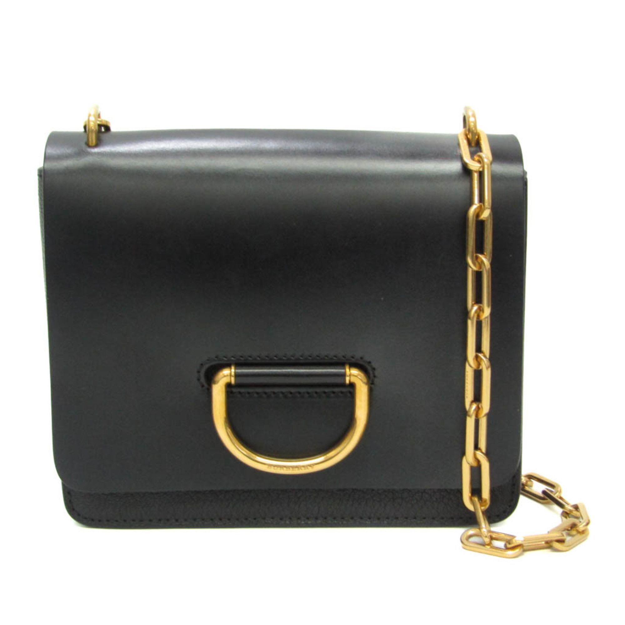 image of Burberry Compact Chain Shoulder Bag Women's Leather Shoulder Bag Black