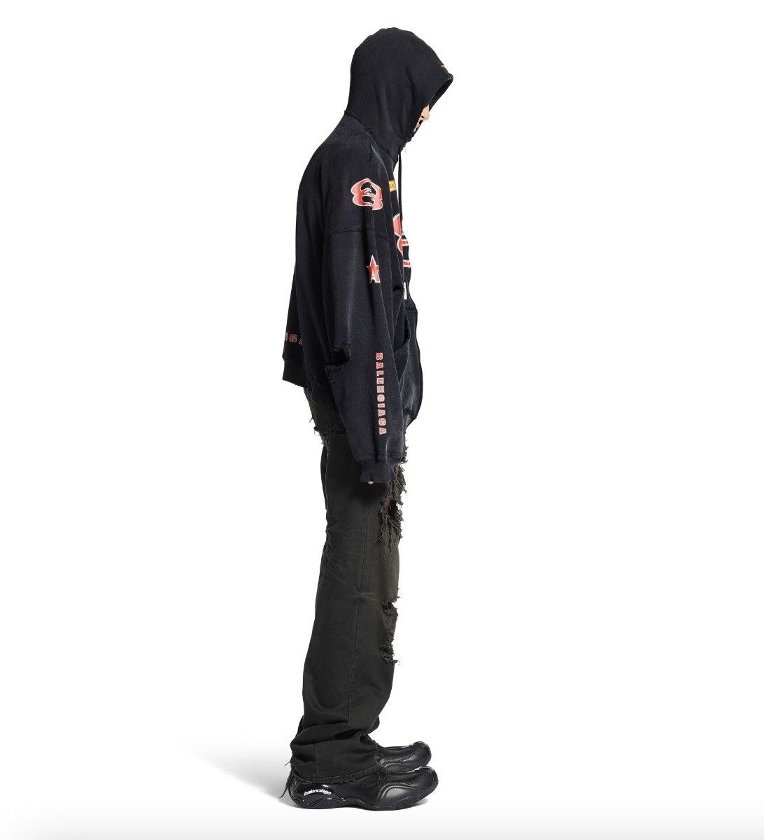 Balenciaga o1in1g0526 Sponsor Logos Large Zip-Up Hoodie in Black Size US L / EU 52-54 / 3 - 3 Thumbnail