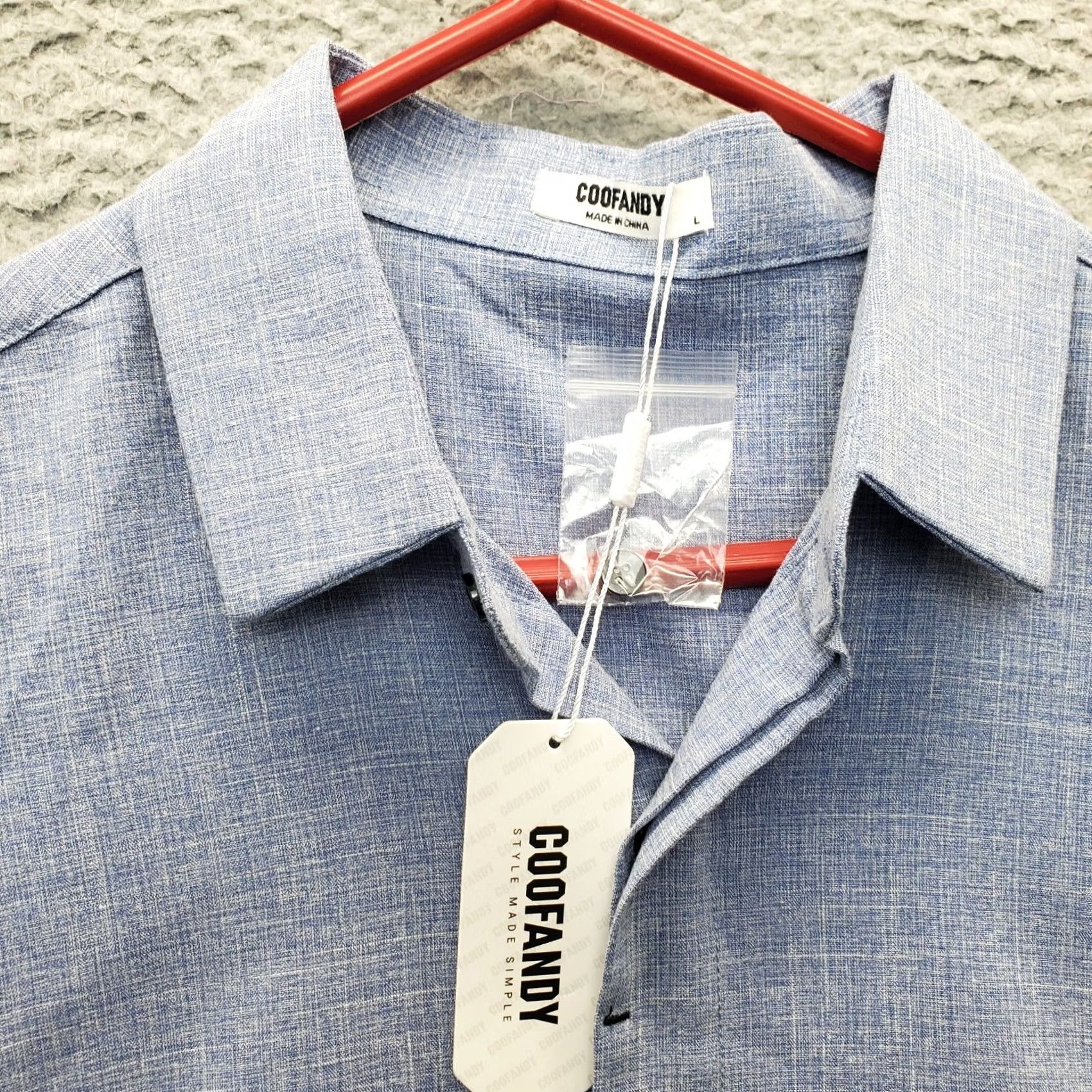 Vintage Coofandy Mens Blue Solid Button-Up Shirt - L - Short Sleeve Collared Casual Shirt Size US L / EU 52-54 / 3 - 3 Thumbnail