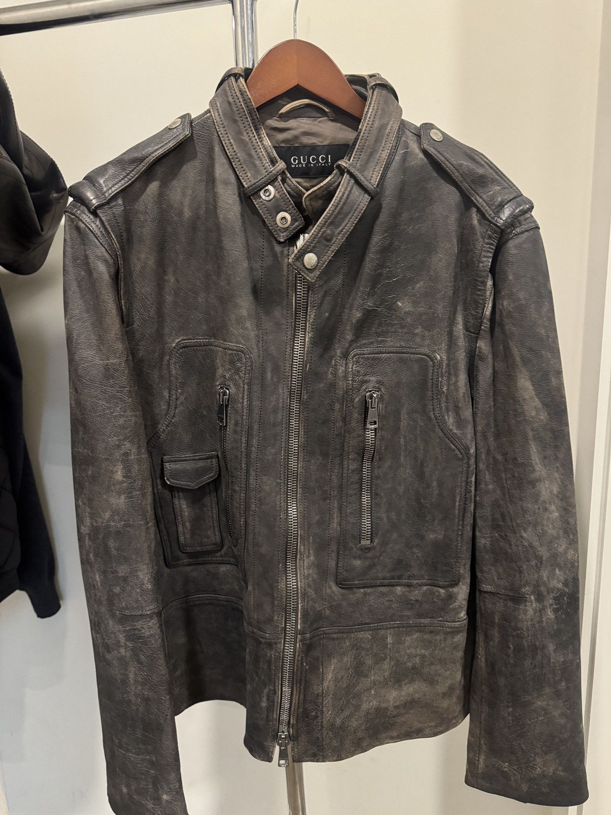 Gucci Gucci Runway Collection Leather Jacket –Stitched Back Detail Size US XL / EU 56 / 4 - 1 Thumbnail