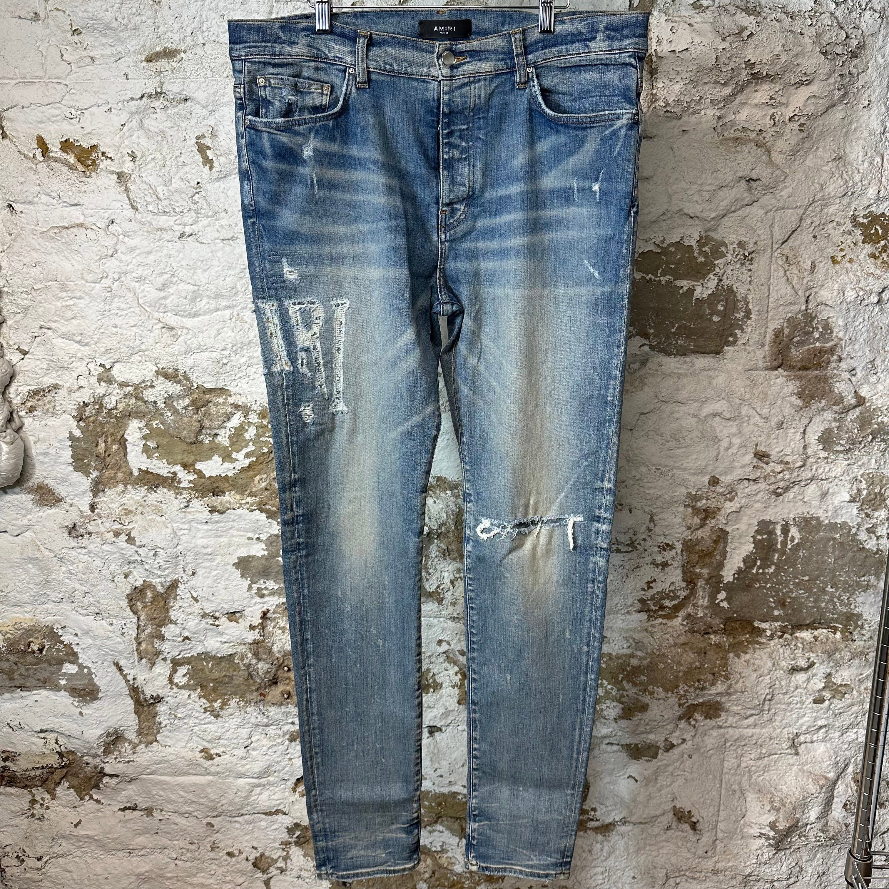 Amiri Amiri Distressed Side Spell Blue Denim Jeans Sz 38 Size US 38 / EU 54 - 1 Thumbnail