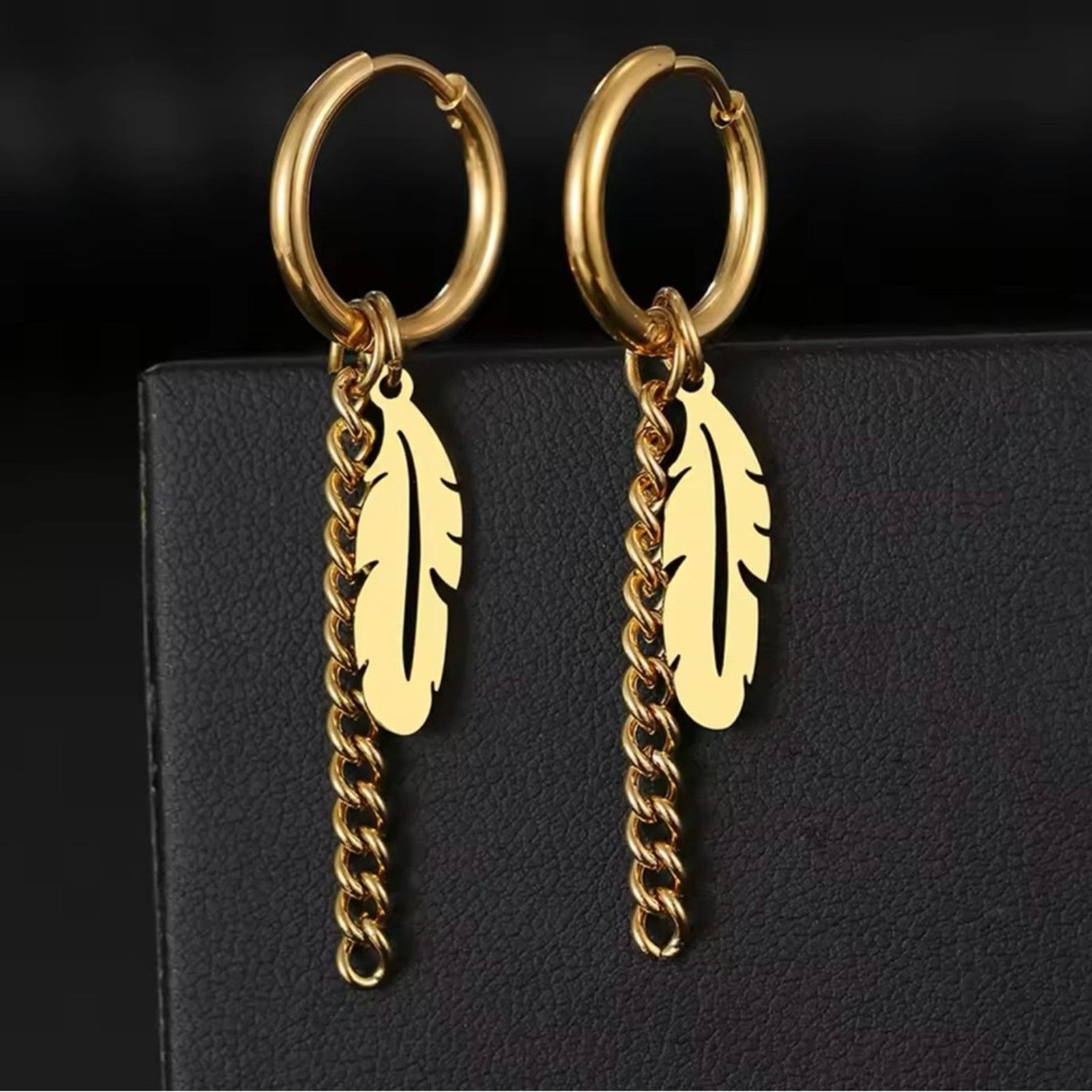 Other Gold Feather Chain Hip Hop Pendants for Women Size ONE SIZE - 3 Thumbnail