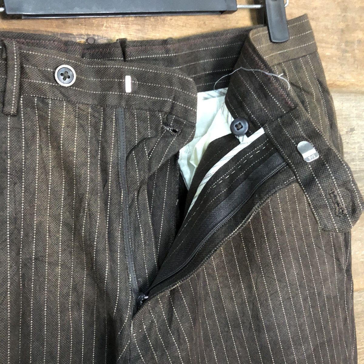 Vintage DL The Suit Company stripe Dark Brown Casual Pants #S2798 Size US 31 - 10 Thumbnail