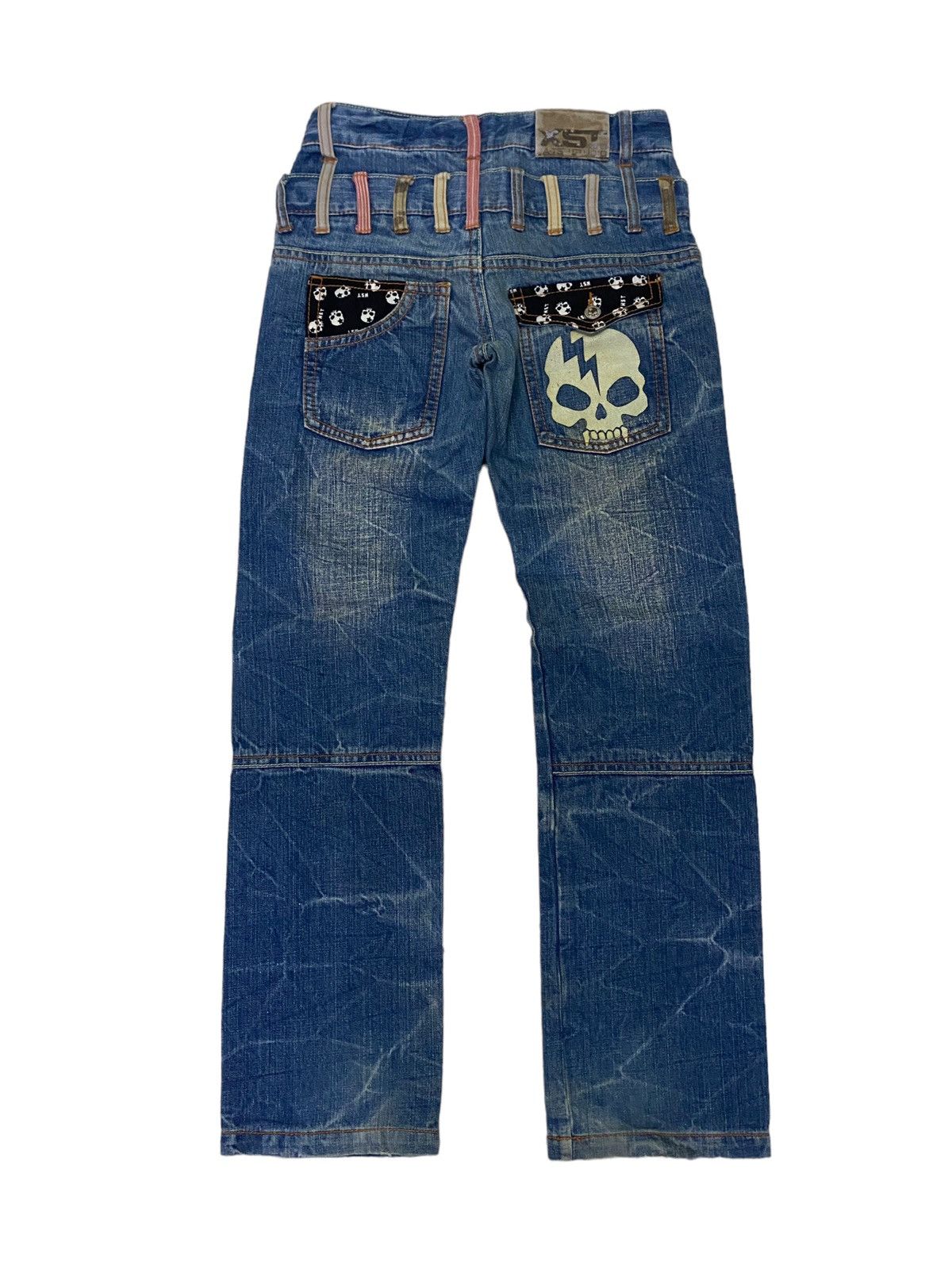 image of Archival Clothing x If Six Was Nine Vintage Japanese Ba-Tsu Studio Skull Denim in Blue (Size 28)