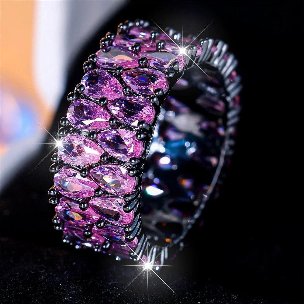 Jewelry Luxury Crystal Purple Blue Zircon Stone Ring Size ONE SIZE - 5 Thumbnail