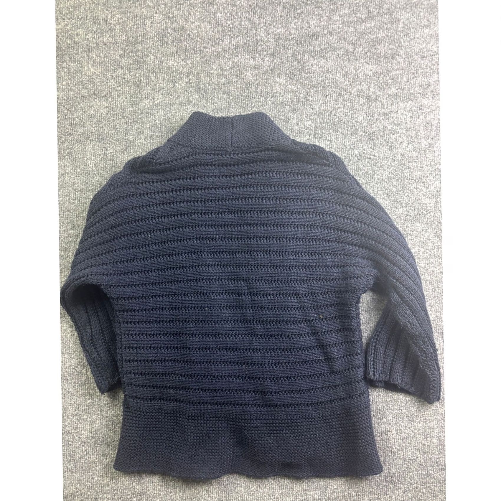 Theory Theory Eila Surface Cardigan Womens Medium Navy Blue Cotton Knit Ribbed Shawl Sweater Size M / US 6-8 / IT 42-44 - 7 Thumbnail