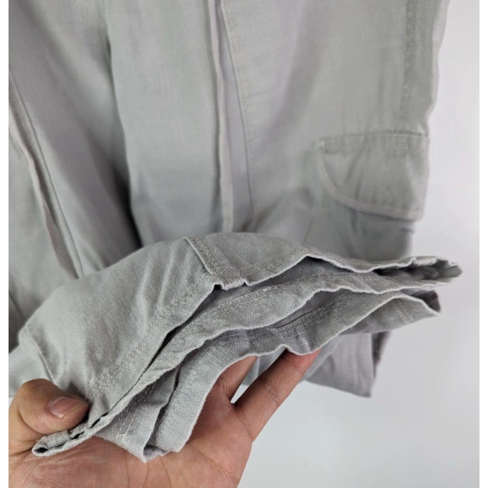 Eddie Bauer Eddie Bauer Pants Womens 14 Grey Cargo Capri Linen Outdoor Hiking Drawstring Pockets Wide Leg Capri Outdoor Ladies Women's Pants Size 25" / US 0 / IT 36 - 3 Thumbnail