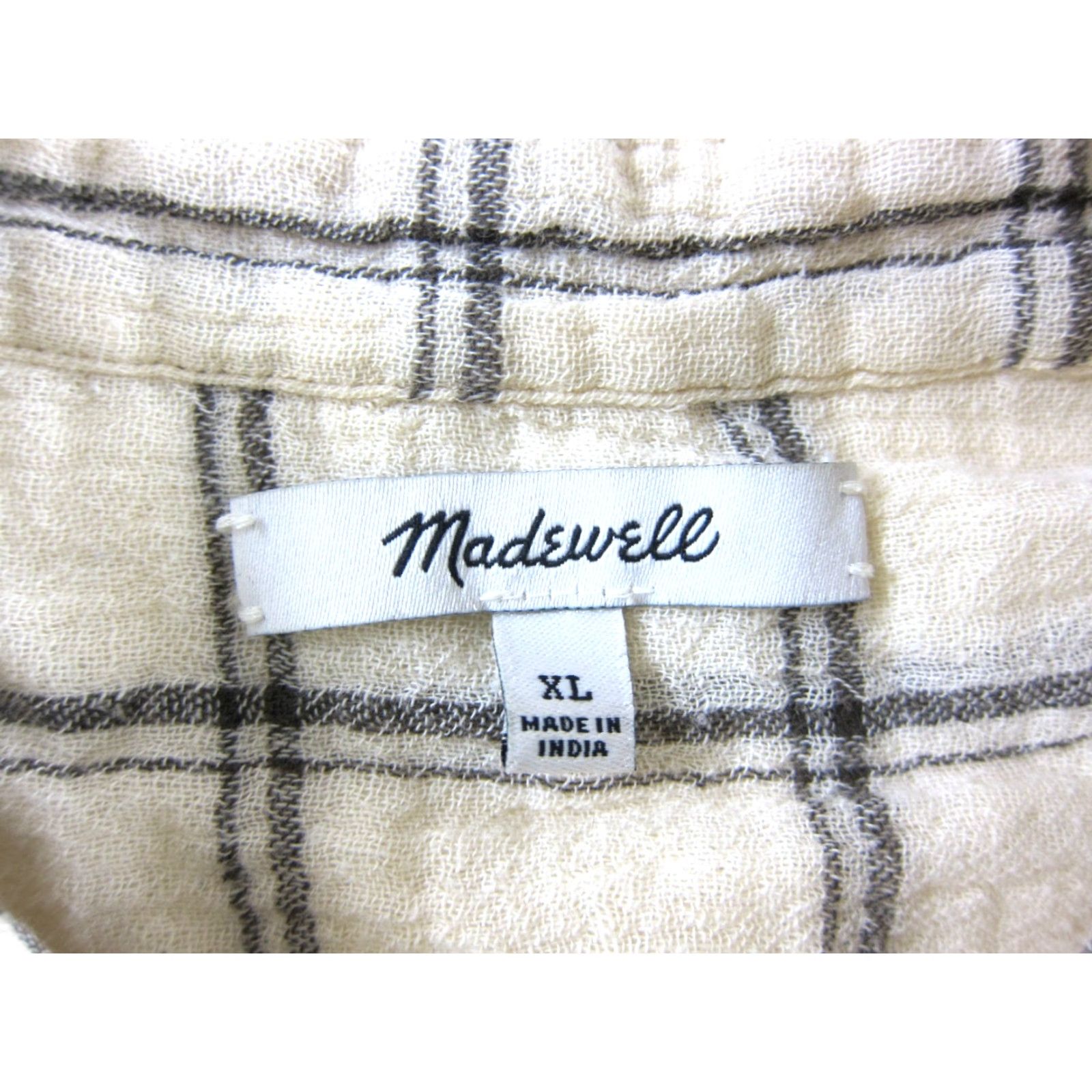 Madewell Madewell Blouse Shirt Plaid Collared Long Sleeve 100% Cotton Ivory XL Women’s Size XL / US 12-14 / IT 48-50 - 3 Thumbnail