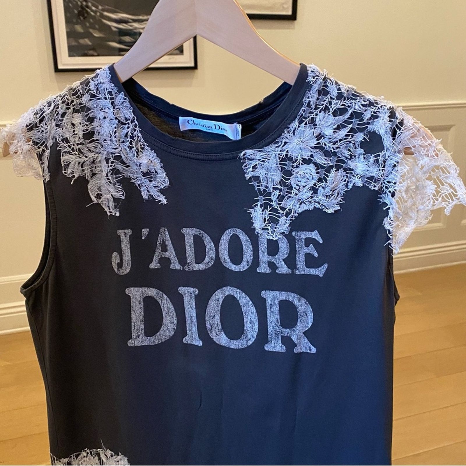 Dior christian Dior J’Adore Tank M Gray Lace logo Cotton Runway Size M / US 6-8 / IT 42-44 - 7 Thumbnail