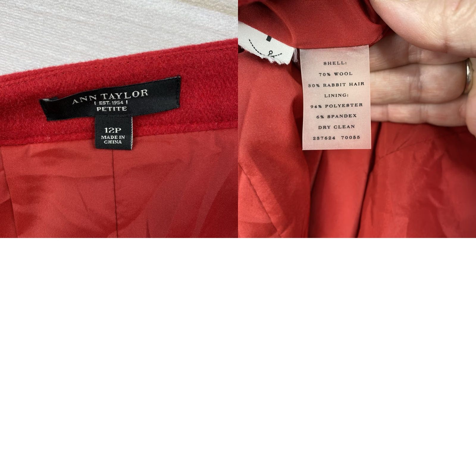 Ann Taylor VINTAGE Ann Taylor Pencil Skirt Sz 12P Red Wool Rabbit Hair Lined Pleated Back Side Zip Women Skirt 12P Red Wool Pencil Slit Lined Zip Size 34" / US 12 / IT 48 - 8 Thumbnail