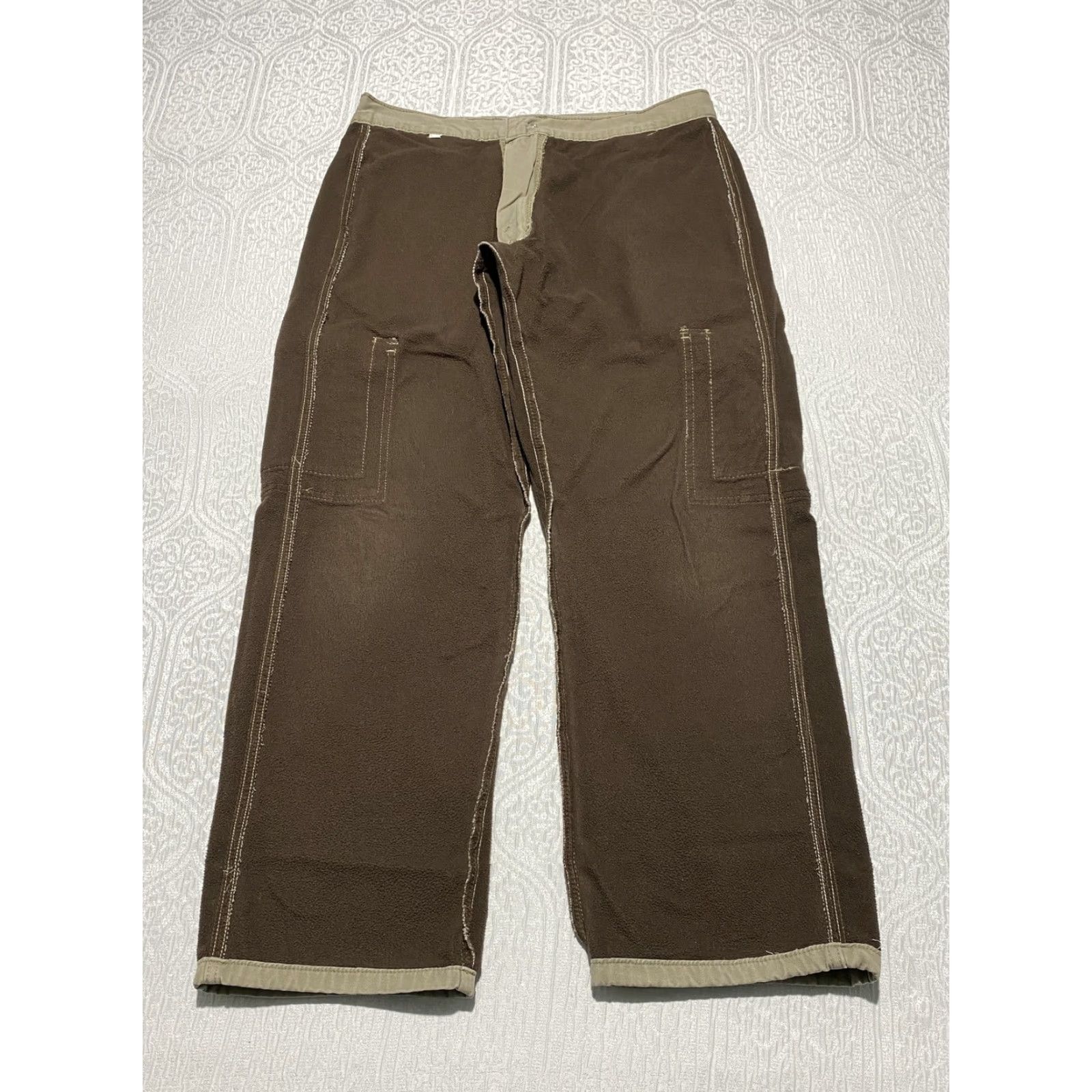 Wrangler Wrangler Authentics Pants Mens 32x29 Khaki Fleece Lined Cargo Workwear Size US 32 / EU 48 - 3 Thumbnail