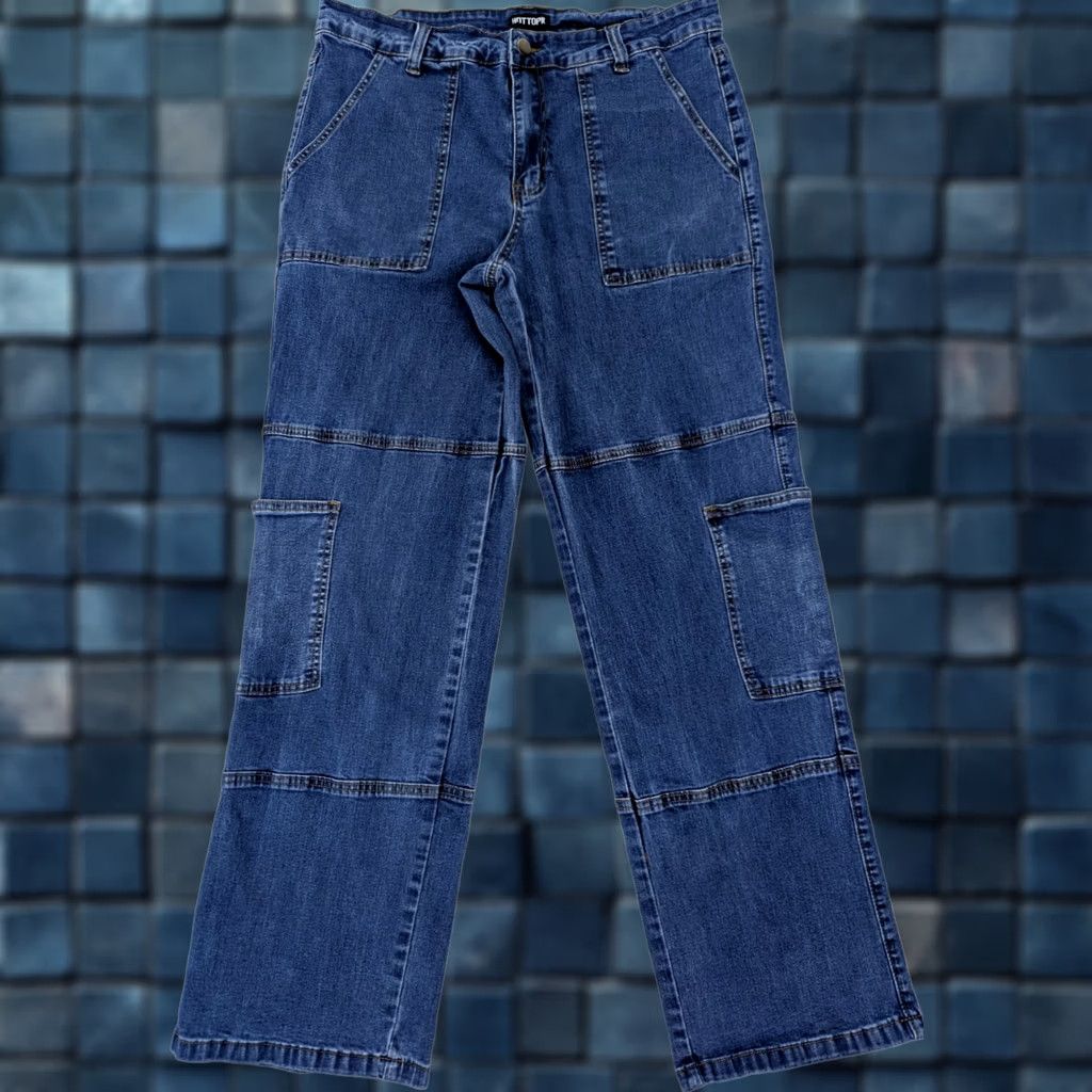 Hot Topic Hot Topic Jeans Women 32x32 Hi-Rise Denim Cargo Pants 90s Retro Y2K Blue Dark Vintage Regular 32 Inseam 31" Wide-Leg Denim Pants Size 24" / US 00 / IT 34 - 1 Thumbnail