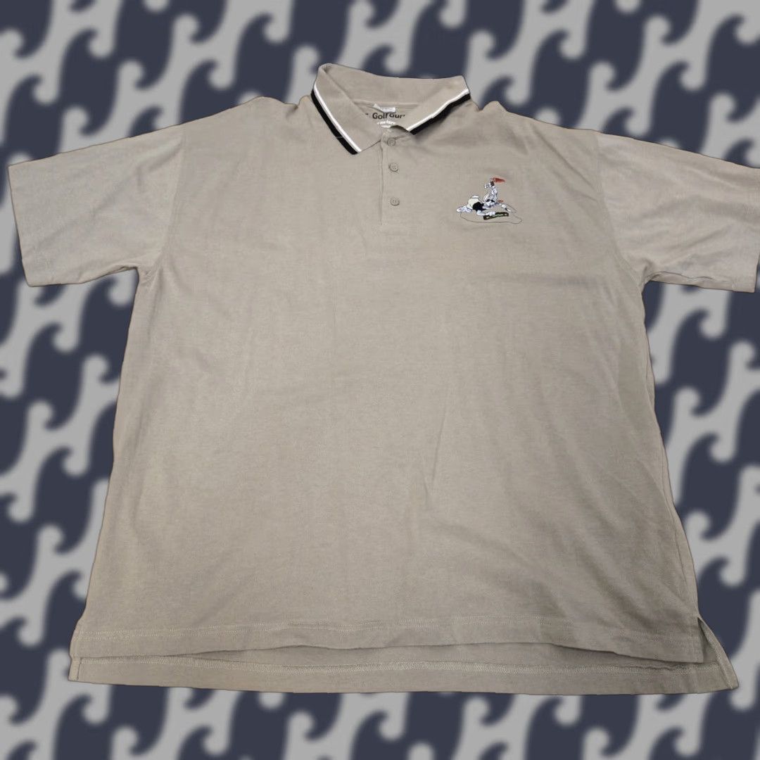 Vintage Warner Bros Bugs Bunny Golf Polo Shirt Mens 2XL Khaki Short Sleeve Polo Embroidered 2000s Size US XXL / EU 58 / 5 - 1 Thumbnail