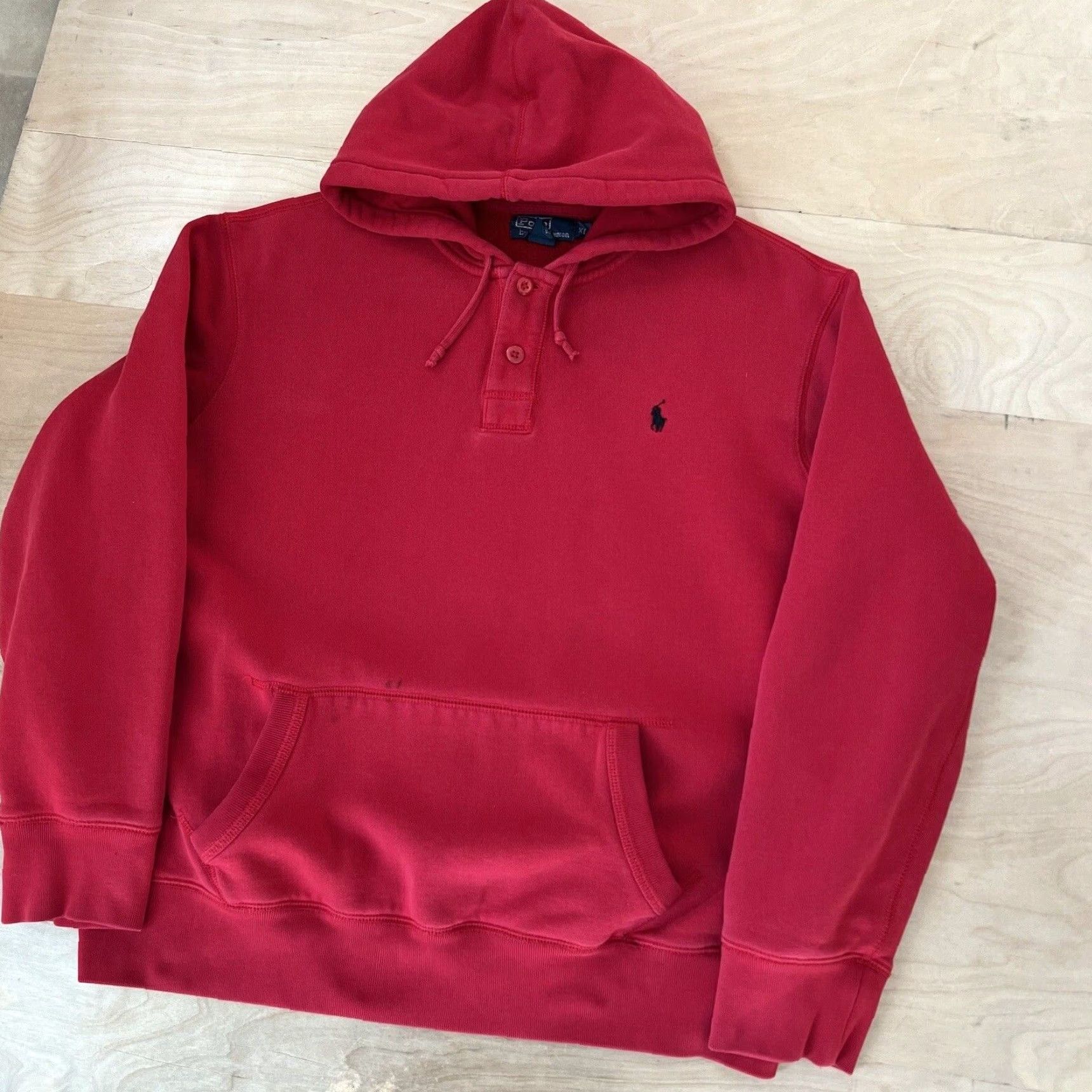 Polo Ralph Lauren VINTAGE Polo Ralph Lauren Hoodie XL Red 90s New York Streetwear RRL Mens Hoodie Size US XL / EU 56 / 4 - 8 Thumbnail