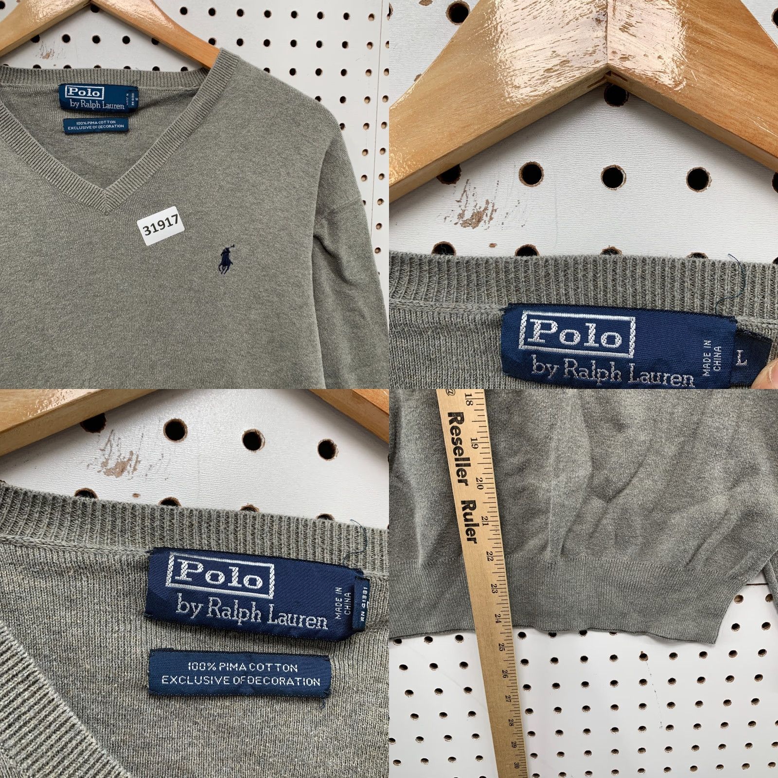 Polo Ralph Lauren Polo Ralph Lauren V Neck Sweater Mens Medium Gray Pullover Casual Shirt Size US M / EU 48-50 / 2 - 8 Thumbnail