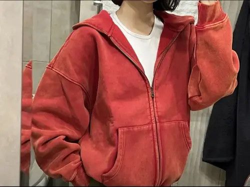 VIBE ♥️ Acid washed faded Zippered Oversized Hoodie Size US L / EU 52-54 / 3 - 4 Thumbnail