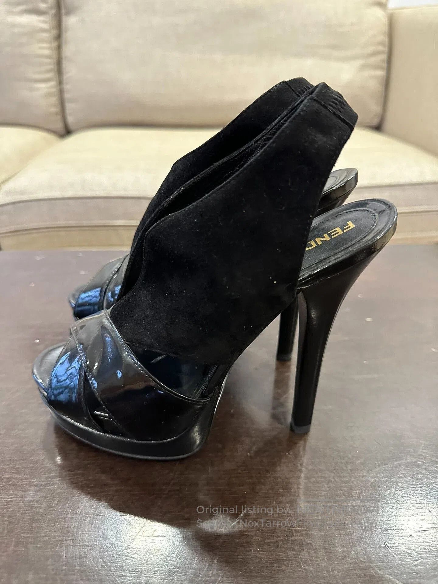Fendi Fendi Patent Leather & Velvet Women's Heels. Size US 5 / IT 35 - 4 Thumbnail