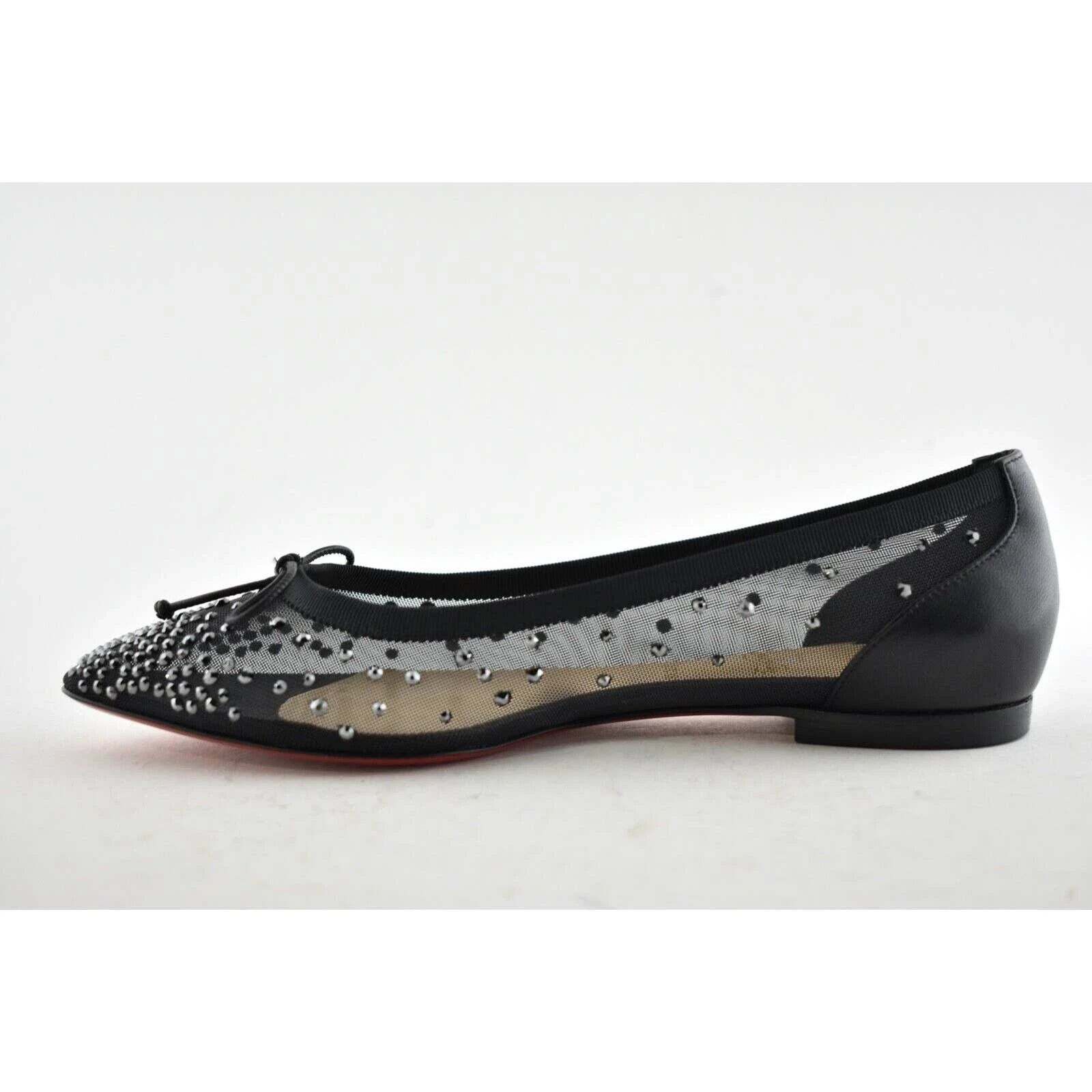 Christian Louboutin Christian Louboutin Patio Black Leather Strass Crystal Size US 6 / IT 36 - 4 Thumbnail