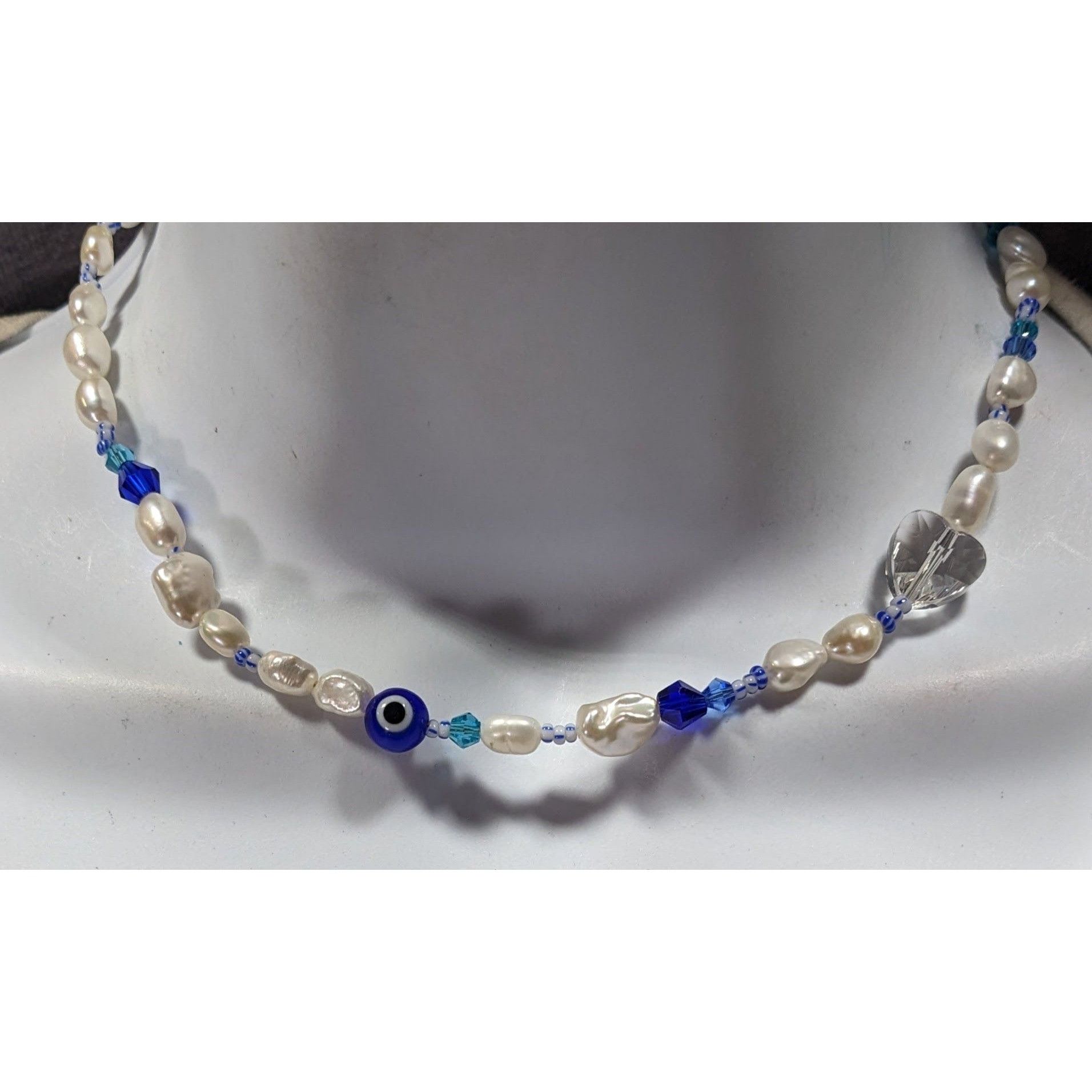 Other Elegant Whimsical Pearl And Evil Eye Glass Beaded Necklace Size ONE SIZE - 4 Thumbnail