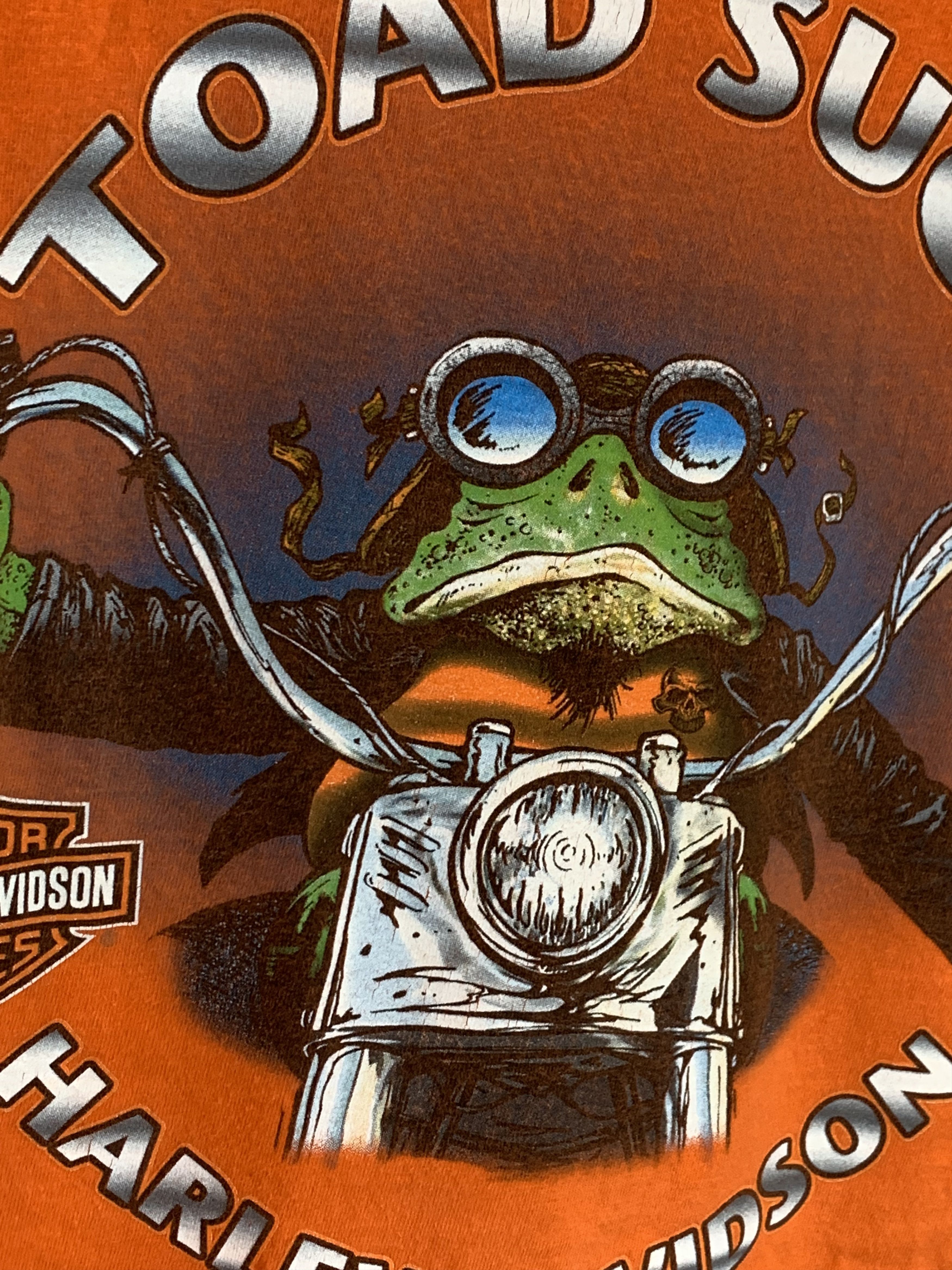 Harley Davidson RARE* Vintage Harley Davidson Toad Suck Frog Biker Art Shirt Size US XL / EU 56 / 4 - 5 Thumbnail