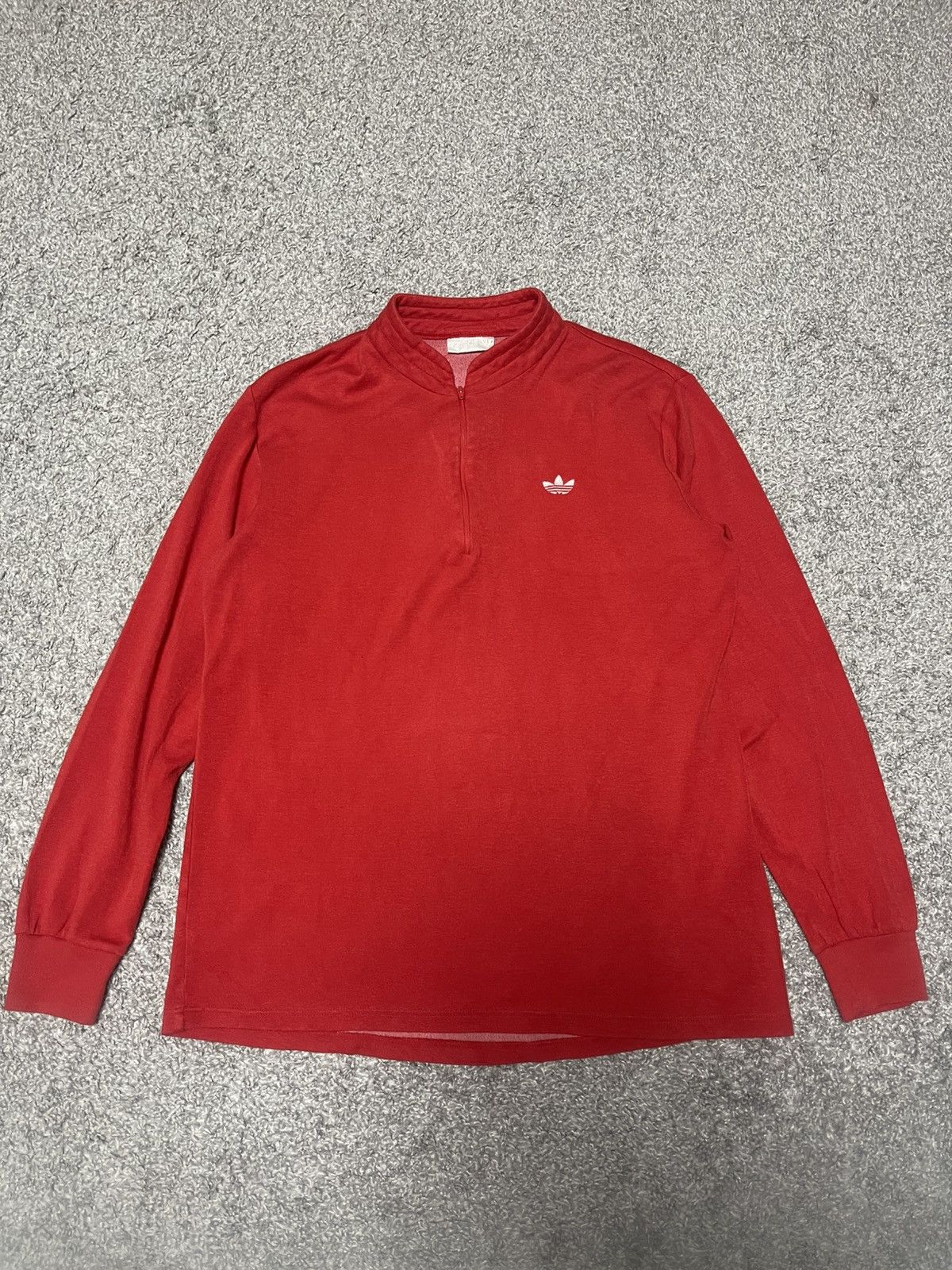 Adidas Adidas Vintage Climalite Red West Germany Zip Pullover Size US L / EU 52-54 / 3 - 1 Thumbnail