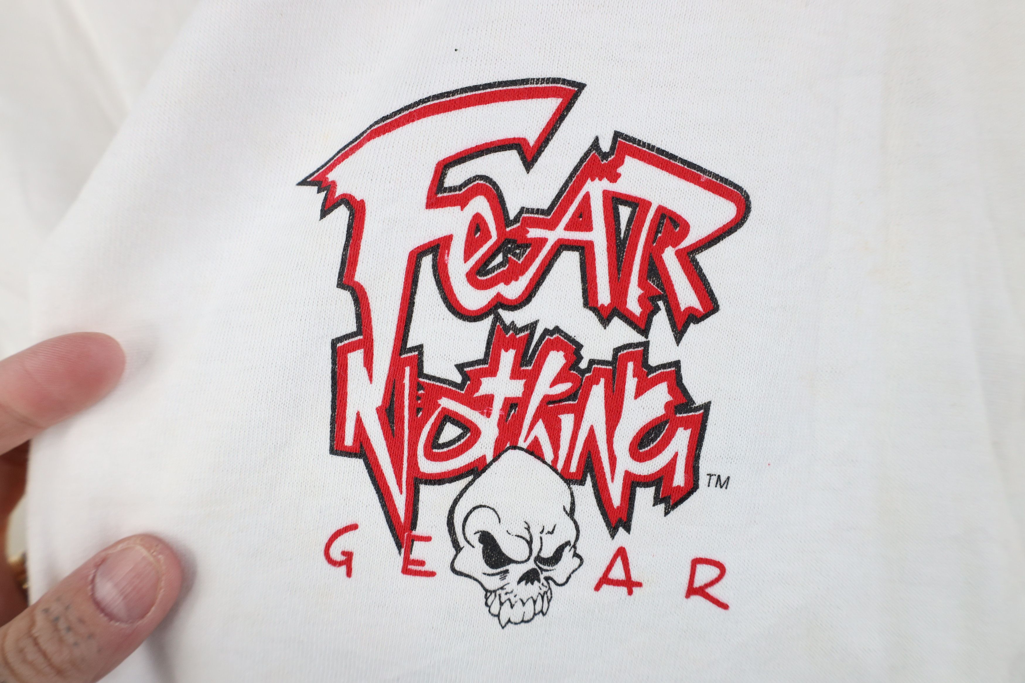 Vintage Vintage 90s Streetwear Nothing Skull T-Shirt White Cotton Size US XL / EU 56 / 4 - 4 Thumbnail