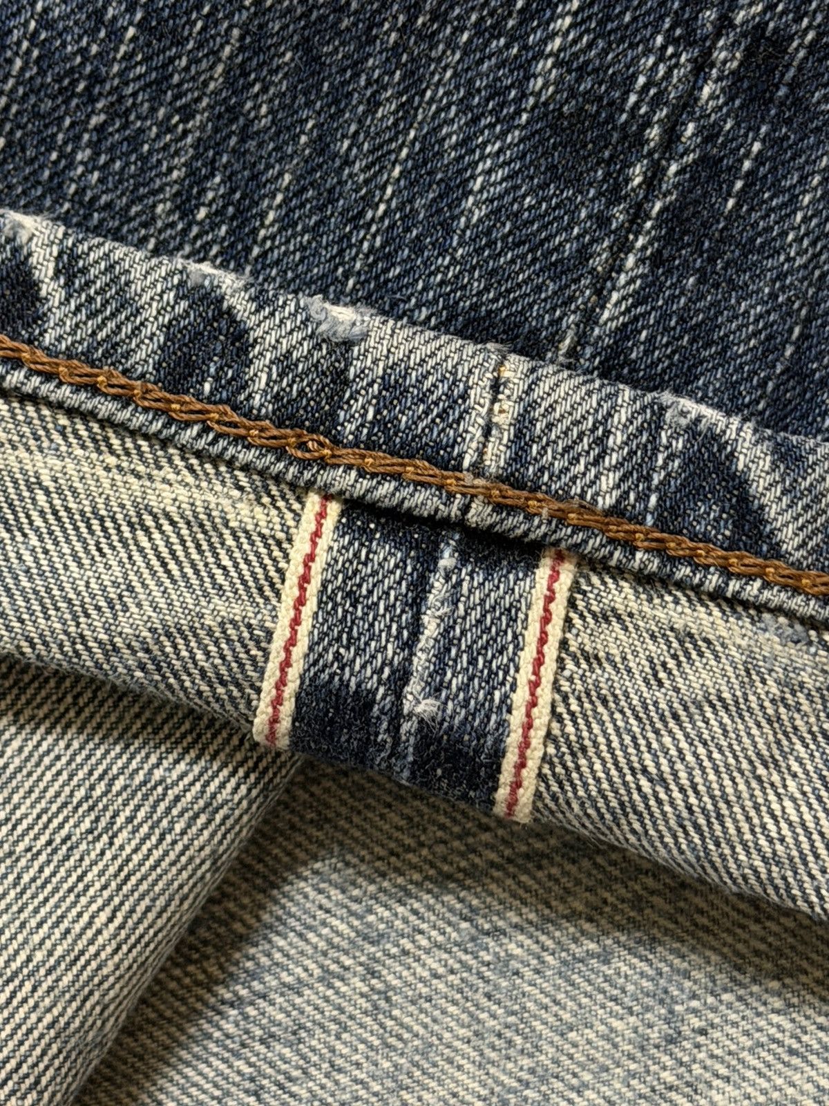 Edwin Vintage 90s Edwin 505zx Selvedge Blue Faded Wash Wide Leg Size US 33 - 7 Thumbnail