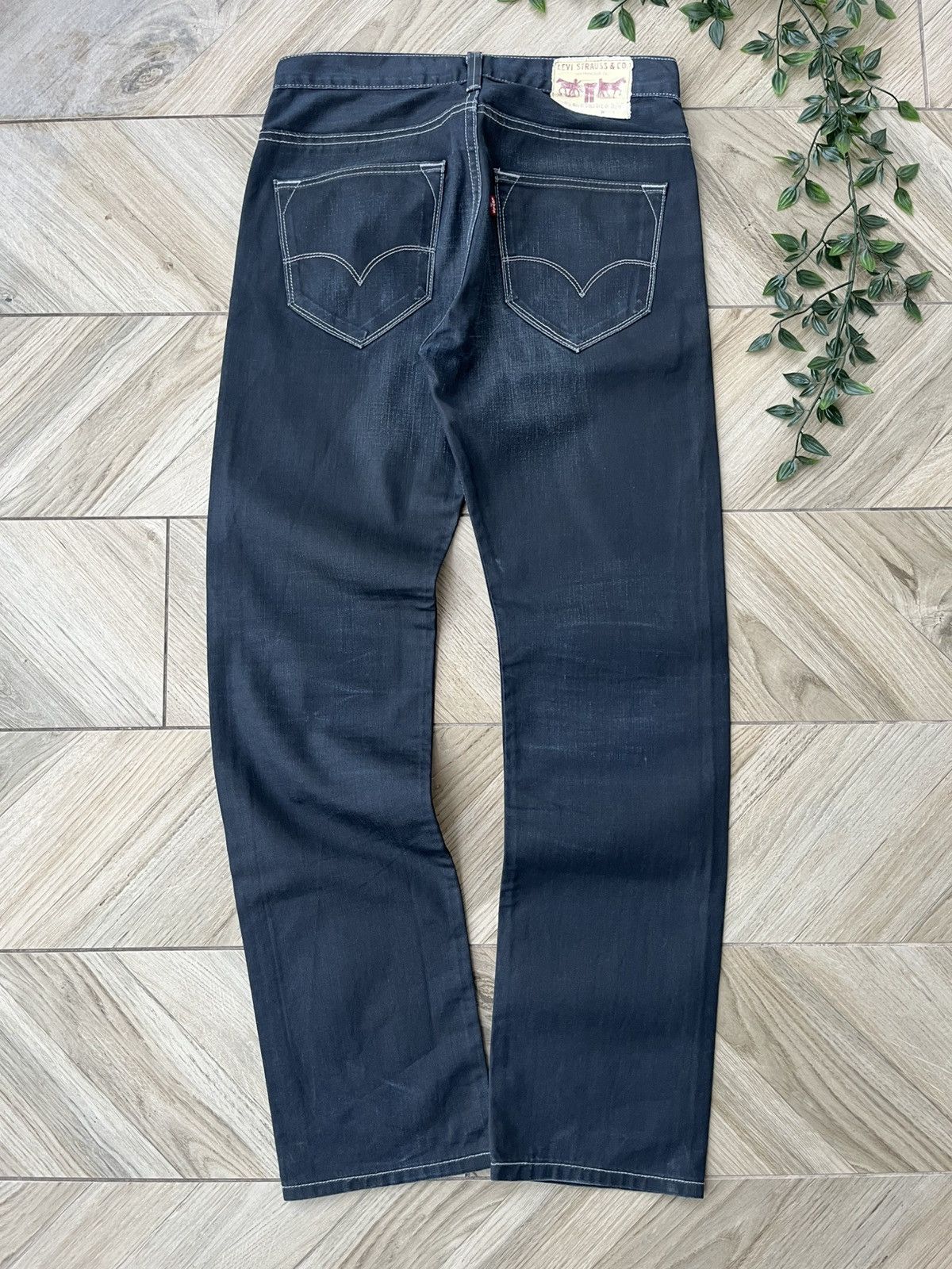 Levi's Vintage waxed Levis 504 31x32 Black Jeans Pants 31w Size US 31 - 4 Thumbnail