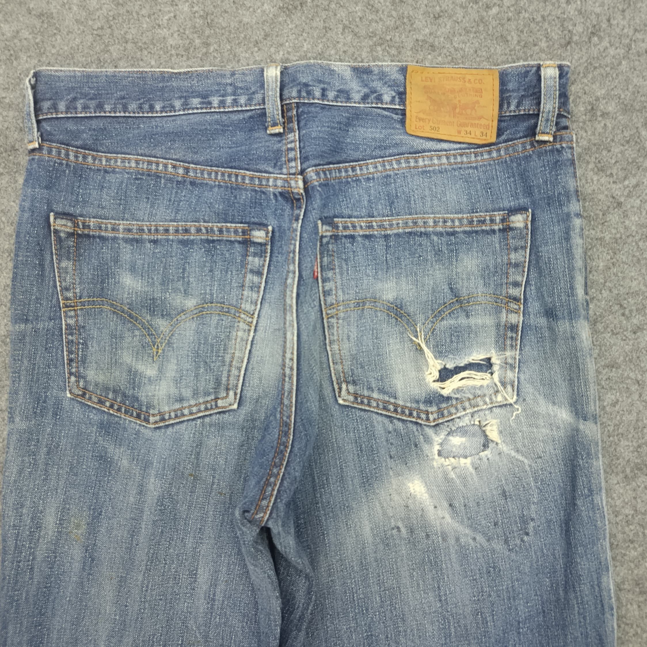 Japanese Brand 💥Vintage Levis 502 Distressed Denim Kurt Cobain Style Size US 34 / EU 50 - 12 Thumbnail