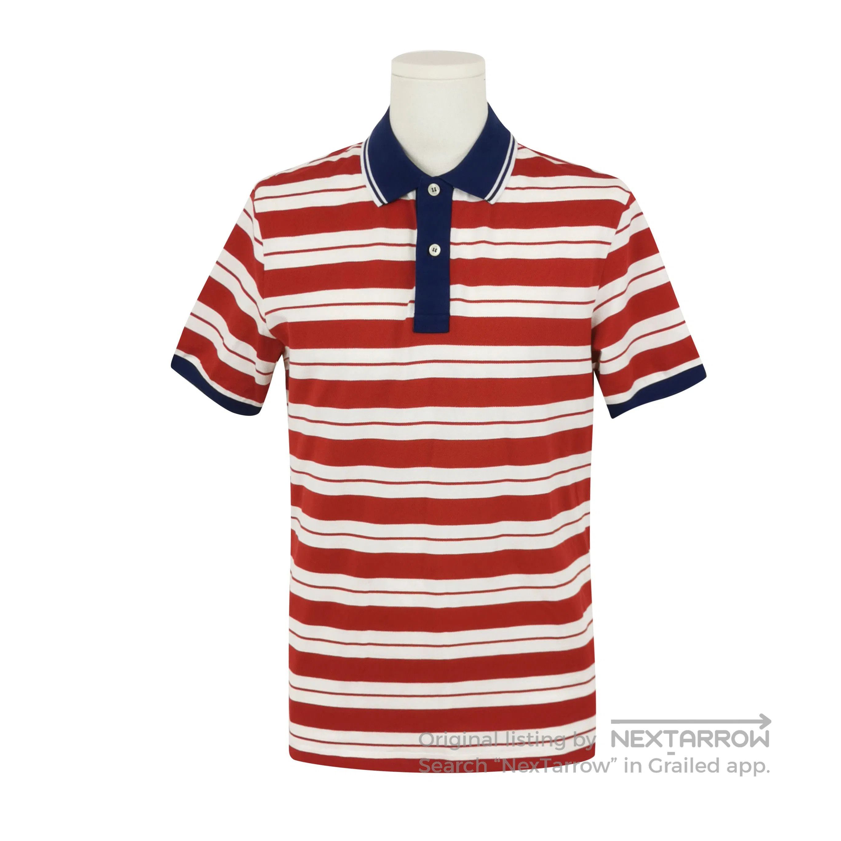 Prada Striped Cotton Polo Shirt in Red and White .