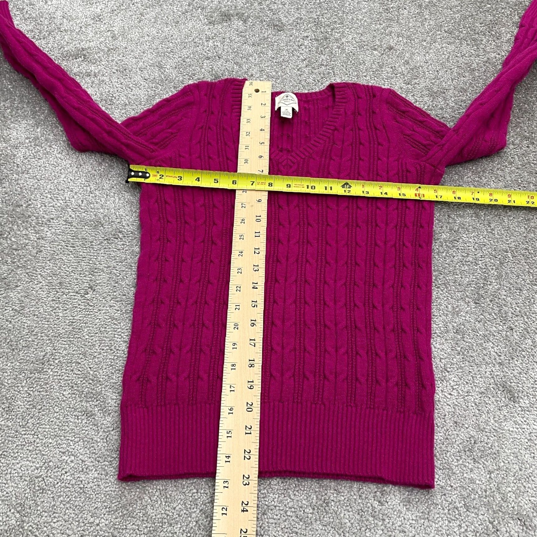 Vintage St John's Bay Pullover Sweater Womens Medium Pink Cable Knit V-Neck Cotton Nylon Long Sleeve Solid Designer Regular Size M / US 6-8 / IT 42-44 - 6 Thumbnail