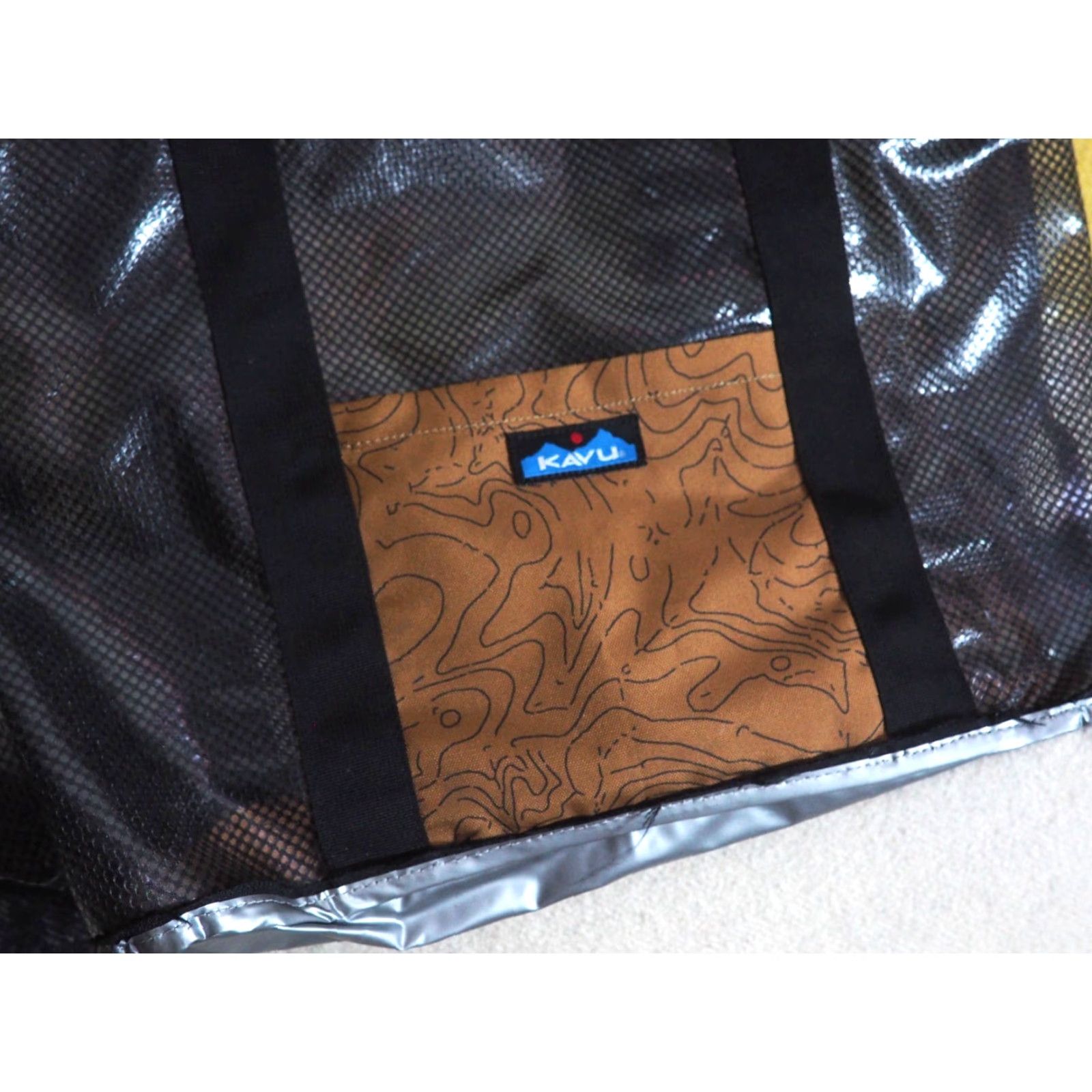 KAVU Kavu Tote Bag Outdoor Canvas Brown Black 15x20 Unisex Adults Large Neck Strap Pockets Logo Geometric Vintage: No Size ONE SIZE - 4 Thumbnail