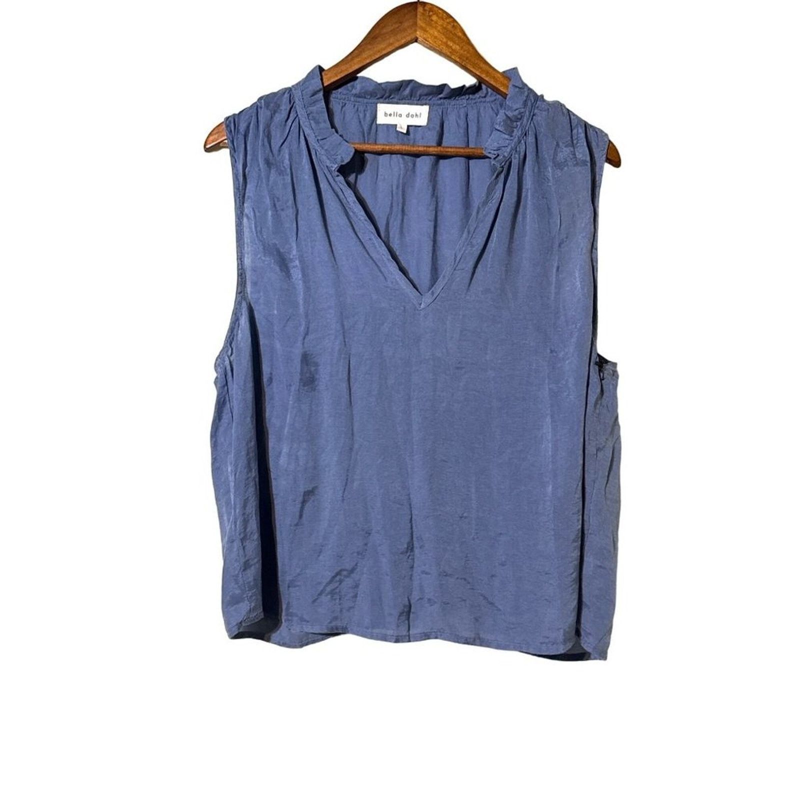 Bella Dahl Bella Dahl Simeon Ruffle Neck Sleeveless Tank Blue New Large Size L / US 10 / IT 46 - 2 Thumbnail