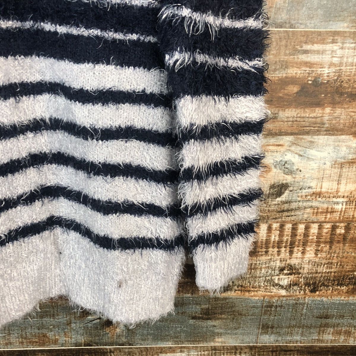 Homespun Knitwear DL Enjoliver Blue Stripe Mohair shaggy Knitwear #C029 Size US M / EU 48-50 / 2 - 15 Thumbnail