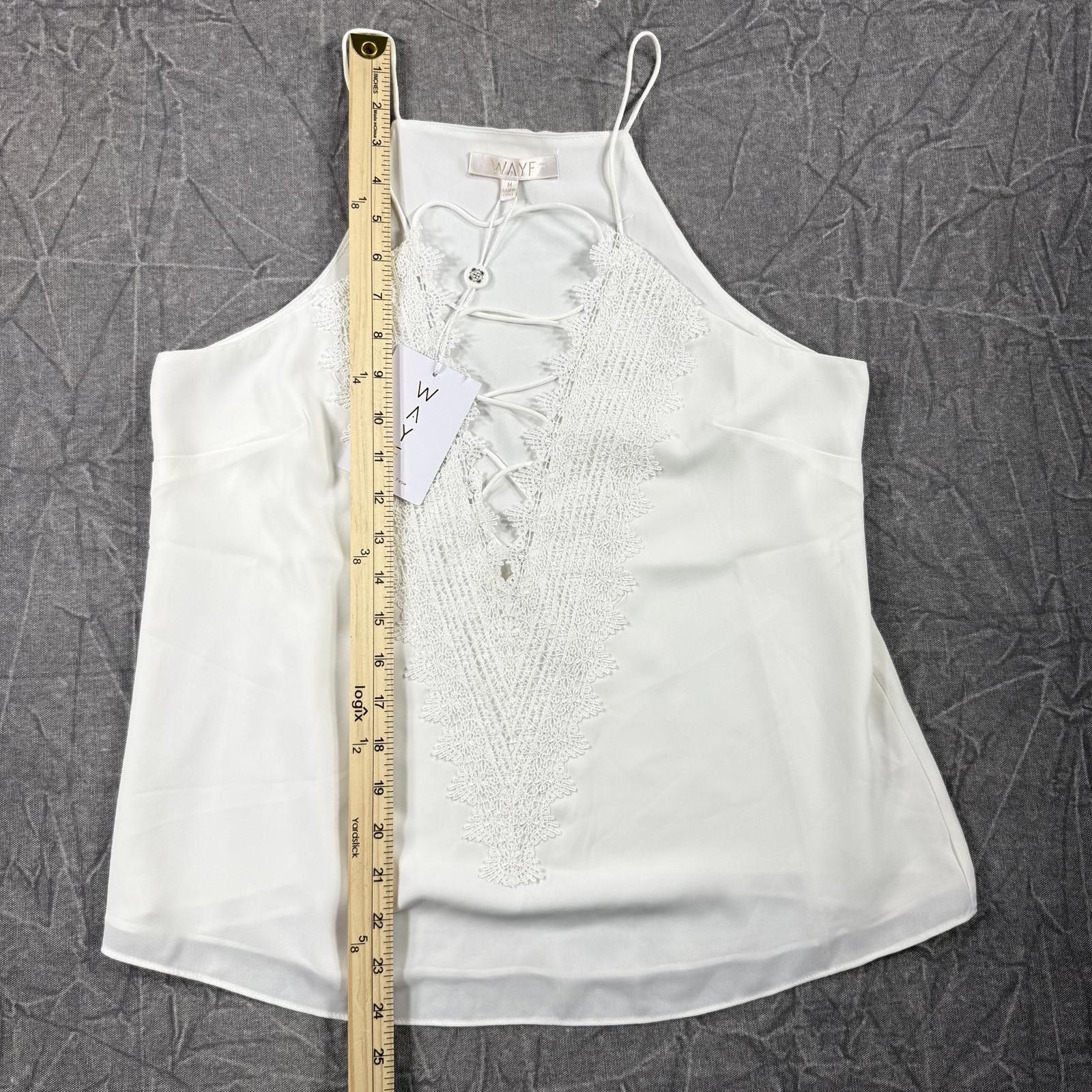 Other Wayf Blouse Women's M White Ivory Lace Crochet Sleeveless Size M / US 6-8 / IT 42-44 - 3 Thumbnail