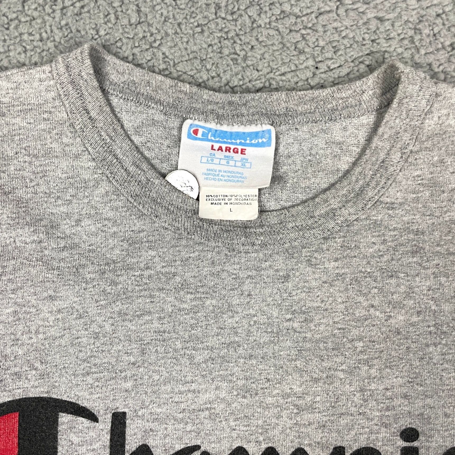 Champion Champion Tshirt Adult Large Gray Men's Logo Sport Athletic Short Sleeve L Shirt Size US L / EU 52-54 / 3 - 6 Thumbnail