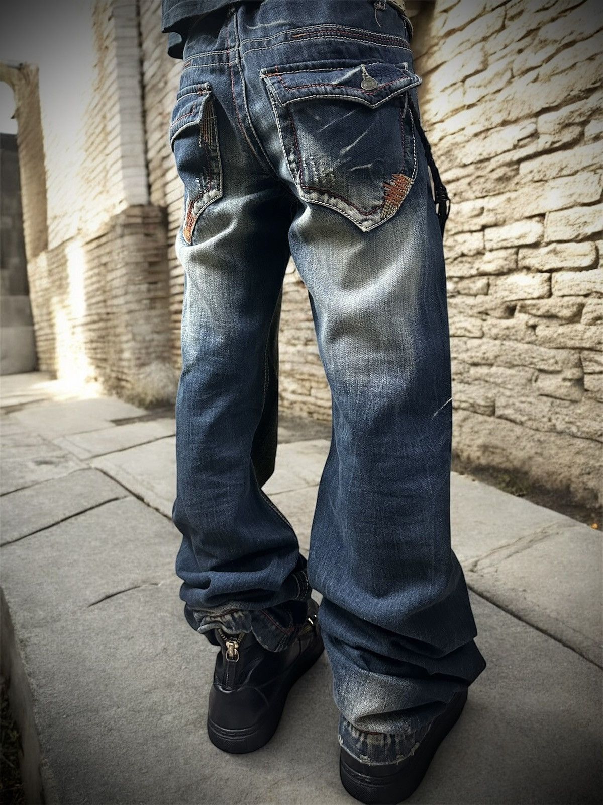 💥rare💥 20s shinehill mudwash clawmark flare denim jeans