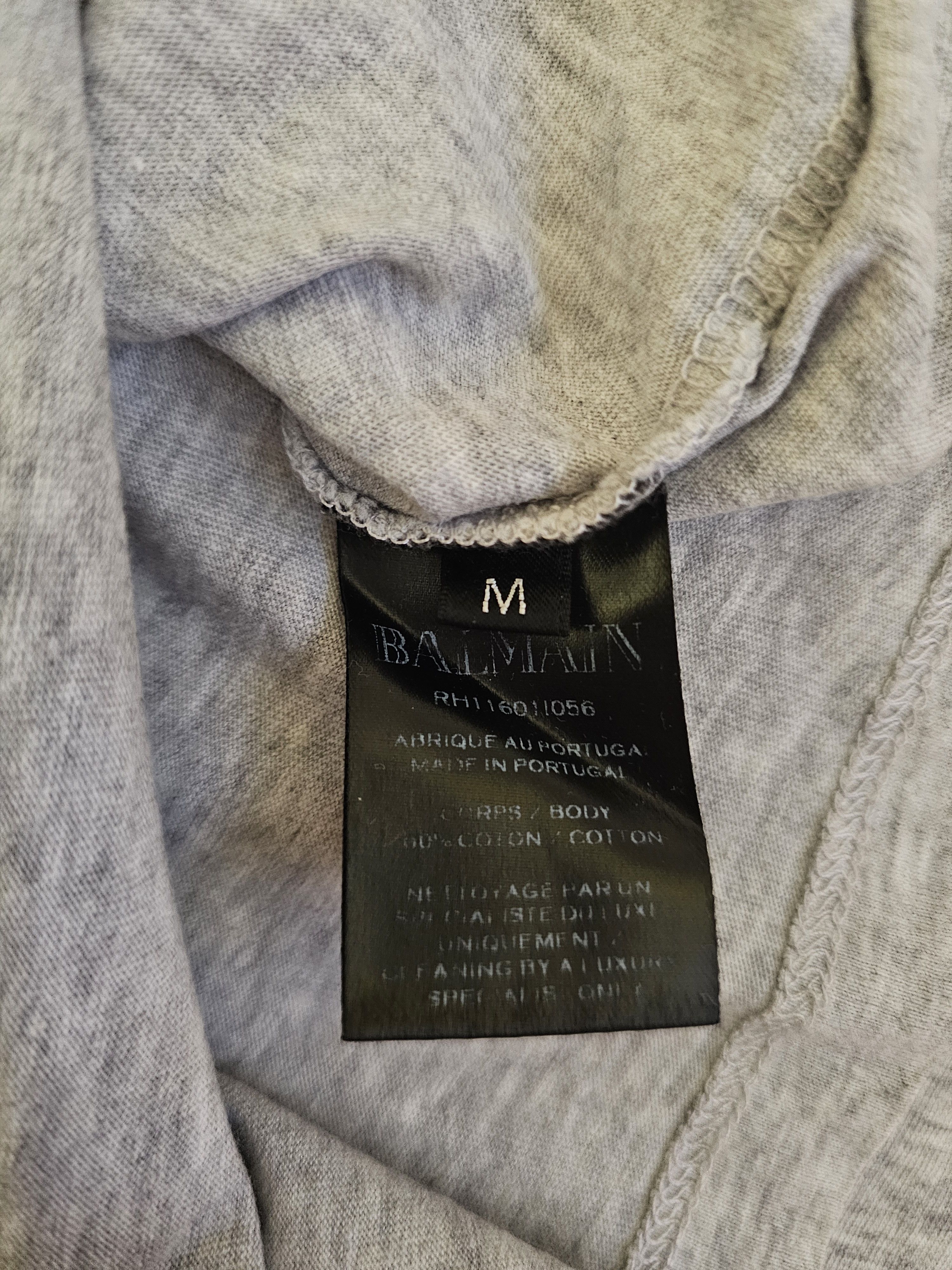 Balmain Balmain Men's Gray Laser Logo T-Shirt Size M Size US M / EU 48-50 / 2 - 5 Thumbnail