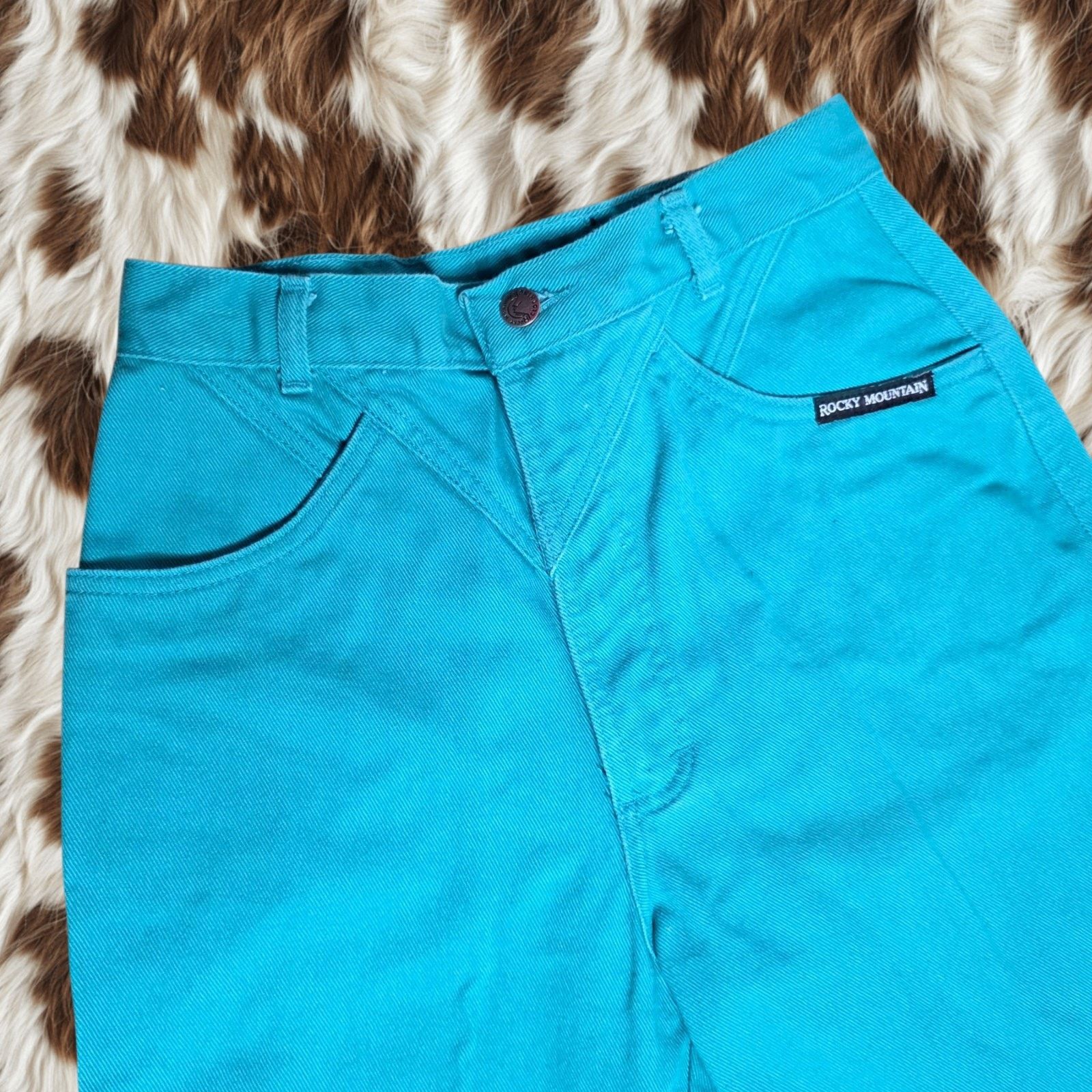 Vintage VTG 90s Teal High Rise Bareback Western Rockies w Cut Out Size 29" - 3 Thumbnail