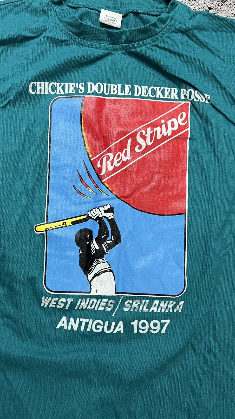 Other 1997 West Indies-Sri Lanka cricket red stripe Antigua tee Size US XL / EU 56 / 4 - 2 Thumbnail
