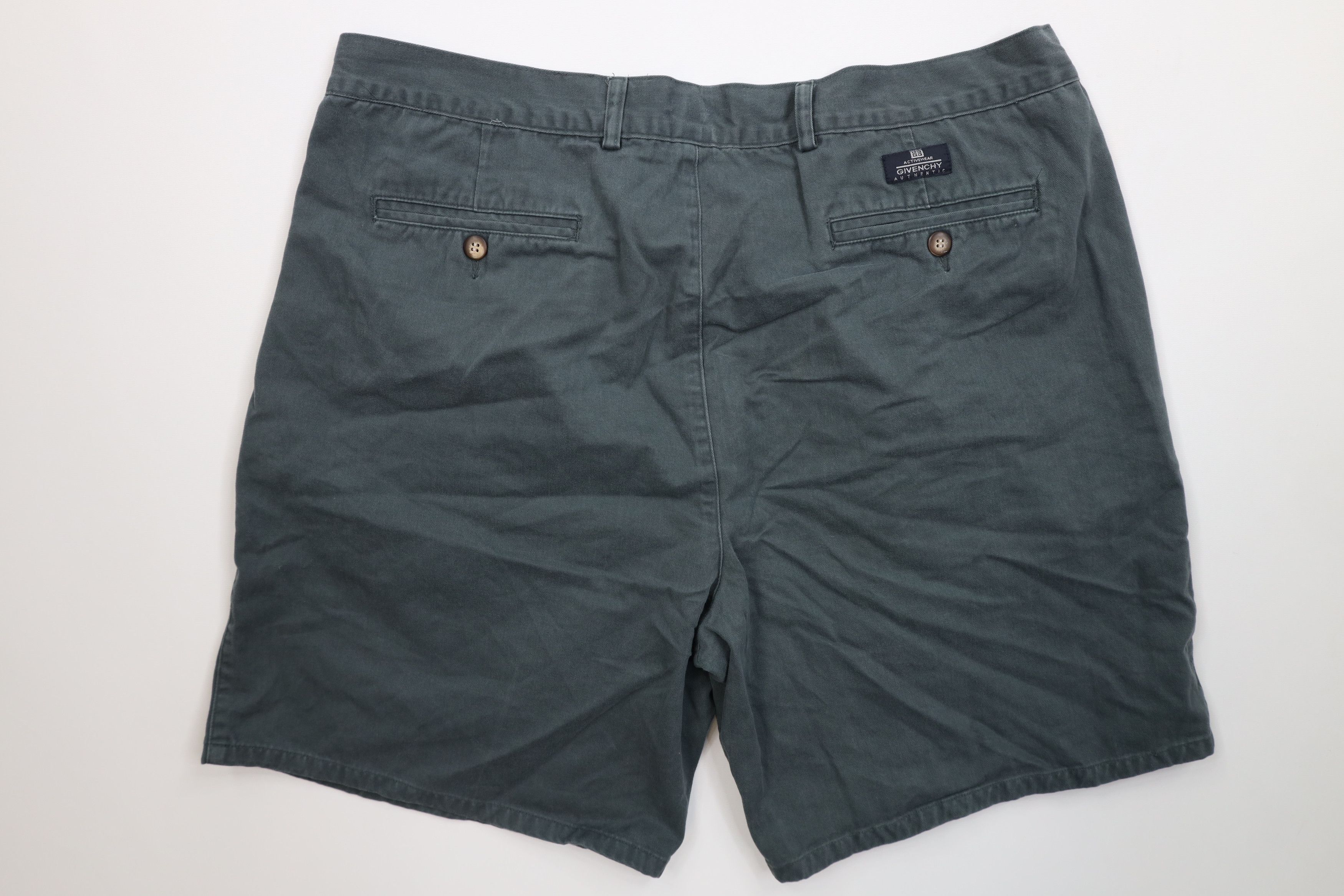 Givenchy Vintage 90s Givenchy Pleated Above Knee Chino Shorts Green Size US 38 / EU 54 - 7 Thumbnail