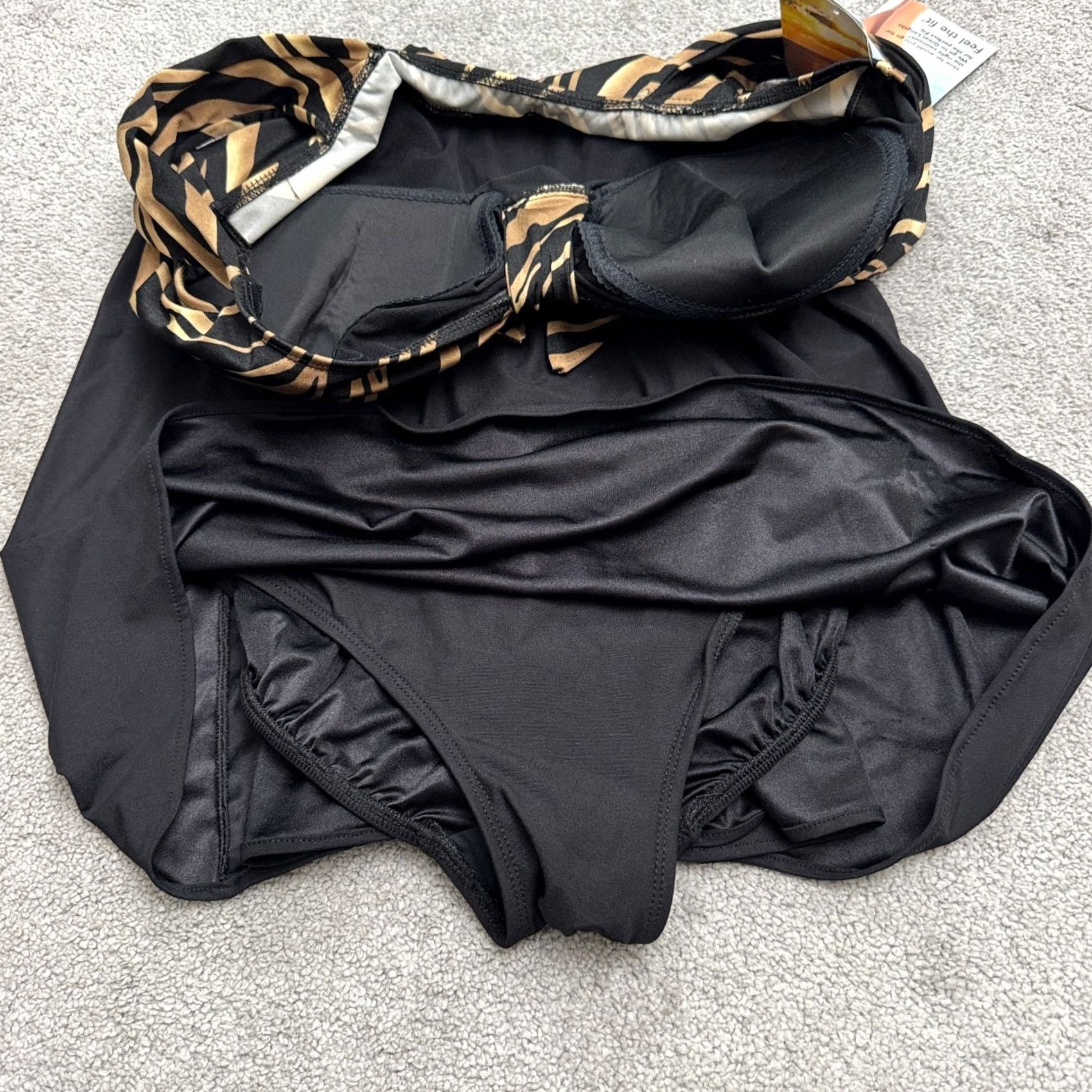 Vintage Great Lengths Black Animal Print One Piece Dress Swimsuit 22W NWT Tummy Control Plus Size Women Size 3XL / US 20-22 - 4 Thumbnail
