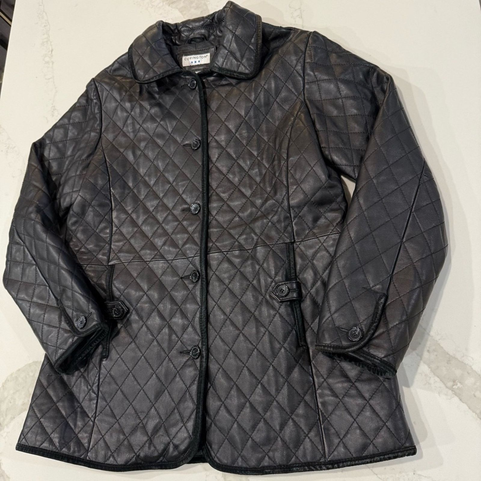 Covington Covington Quilted Button Front Leather Jacket Womens Medium Size M / US 6-8 / IT 42-44 - 2 Thumbnail