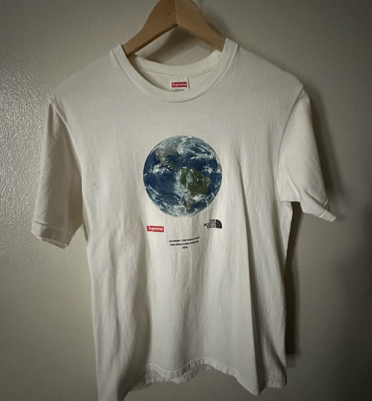 Image of Supreme X North Face World Tee Tnf in White, Men's (Size Small)