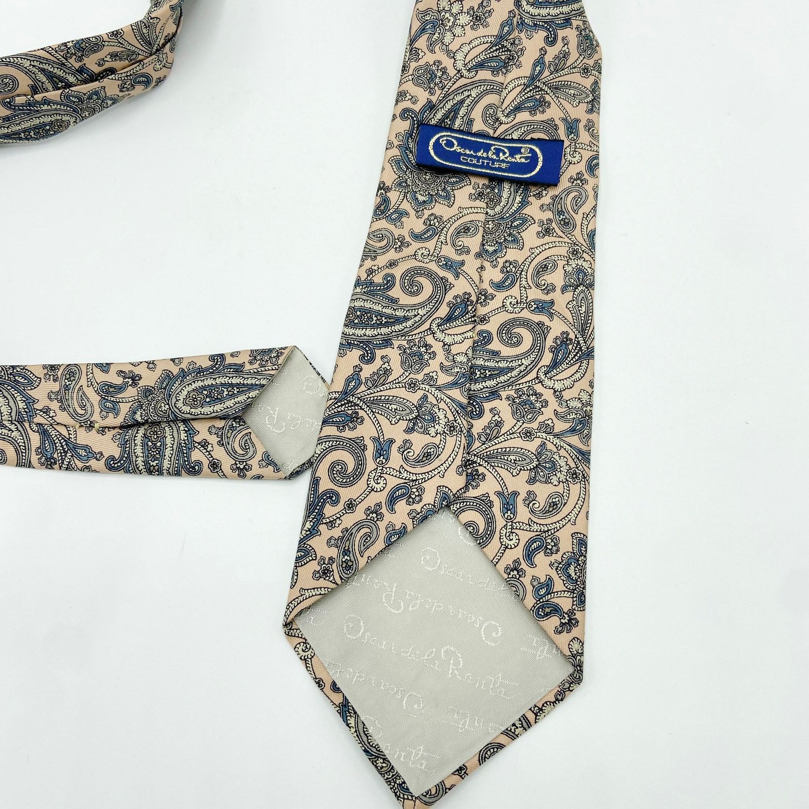 Oscar De La Renta Oscar de la Renta Silk Tie Pink Blue Paisley Jacquard Size ONE SIZE - 3 Thumbnail