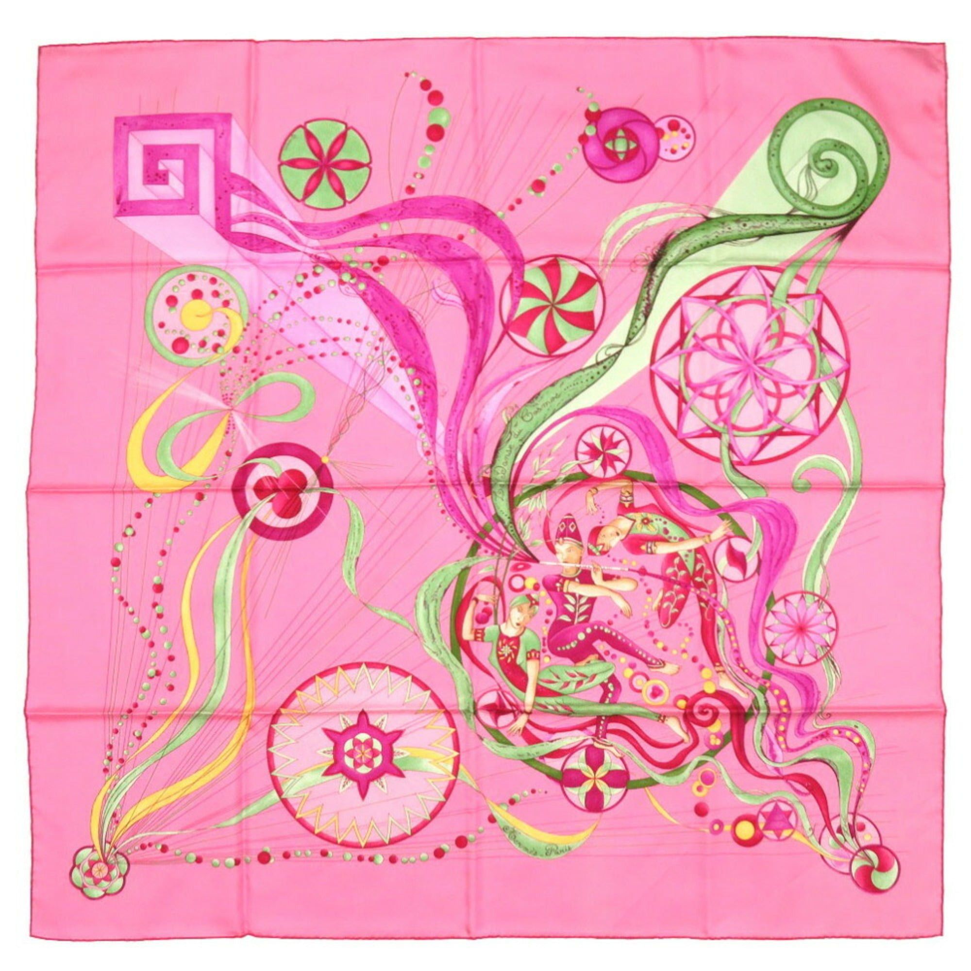 image of Hermes Carre 90 La Danse Du Cosmos Space Dance Silk Pink Scarf Muffler in Black, Women's