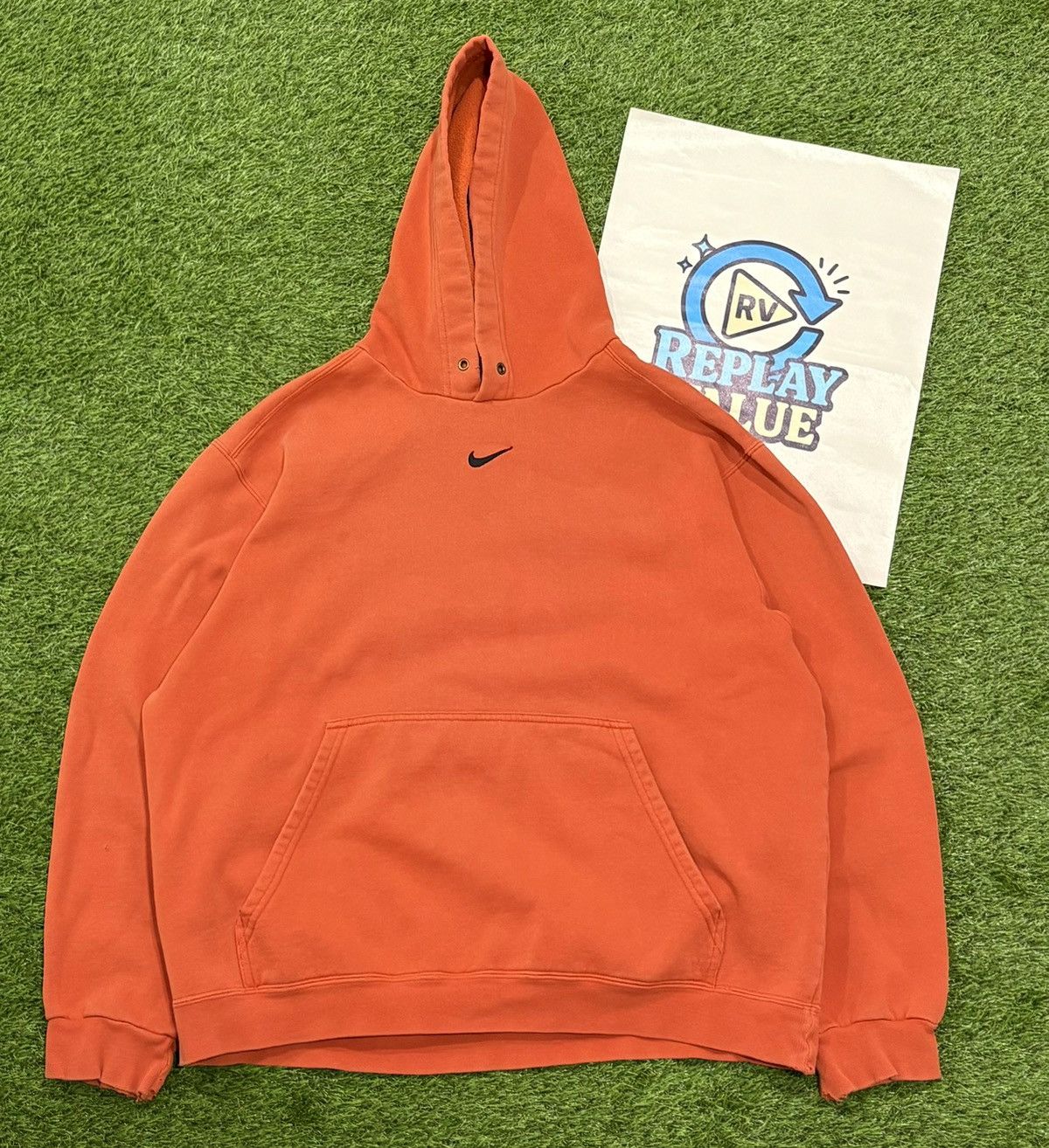 VINTAGE RARE NIKE CENTER SWOOSH ORANGE HOODIE