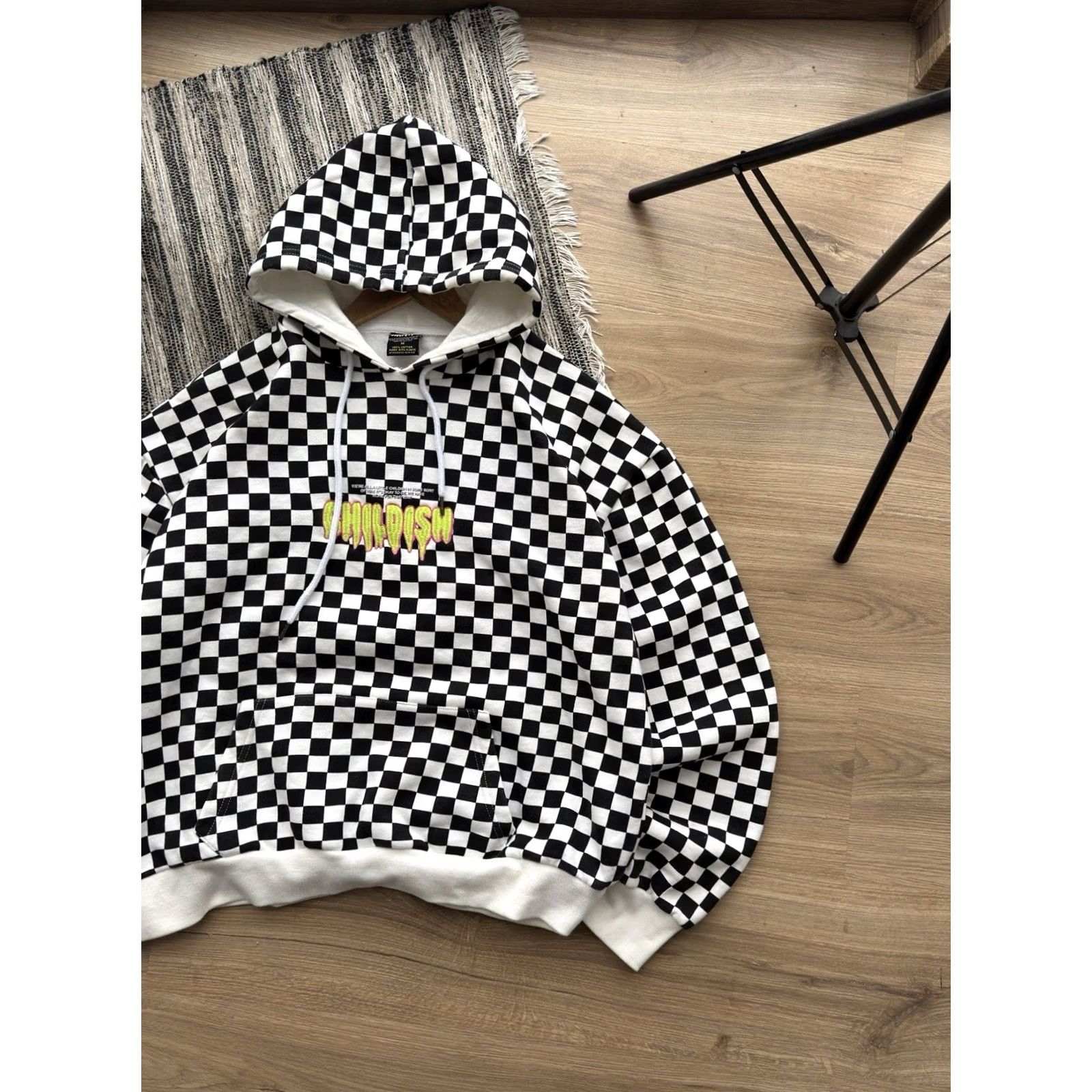 Vintage VINTAGE Childish Hoodie CHECK White M Men Size US M / EU 48-50 / 2 - 3 Thumbnail