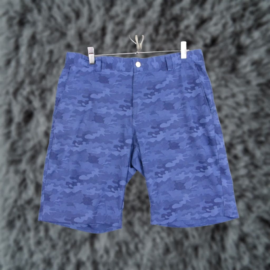 Original Penguin Peter Millar Shorts Mens 33 Blue Camo Stretch Chino Golf 10 Inseam Casual Size US 33 - 1 Thumbnail